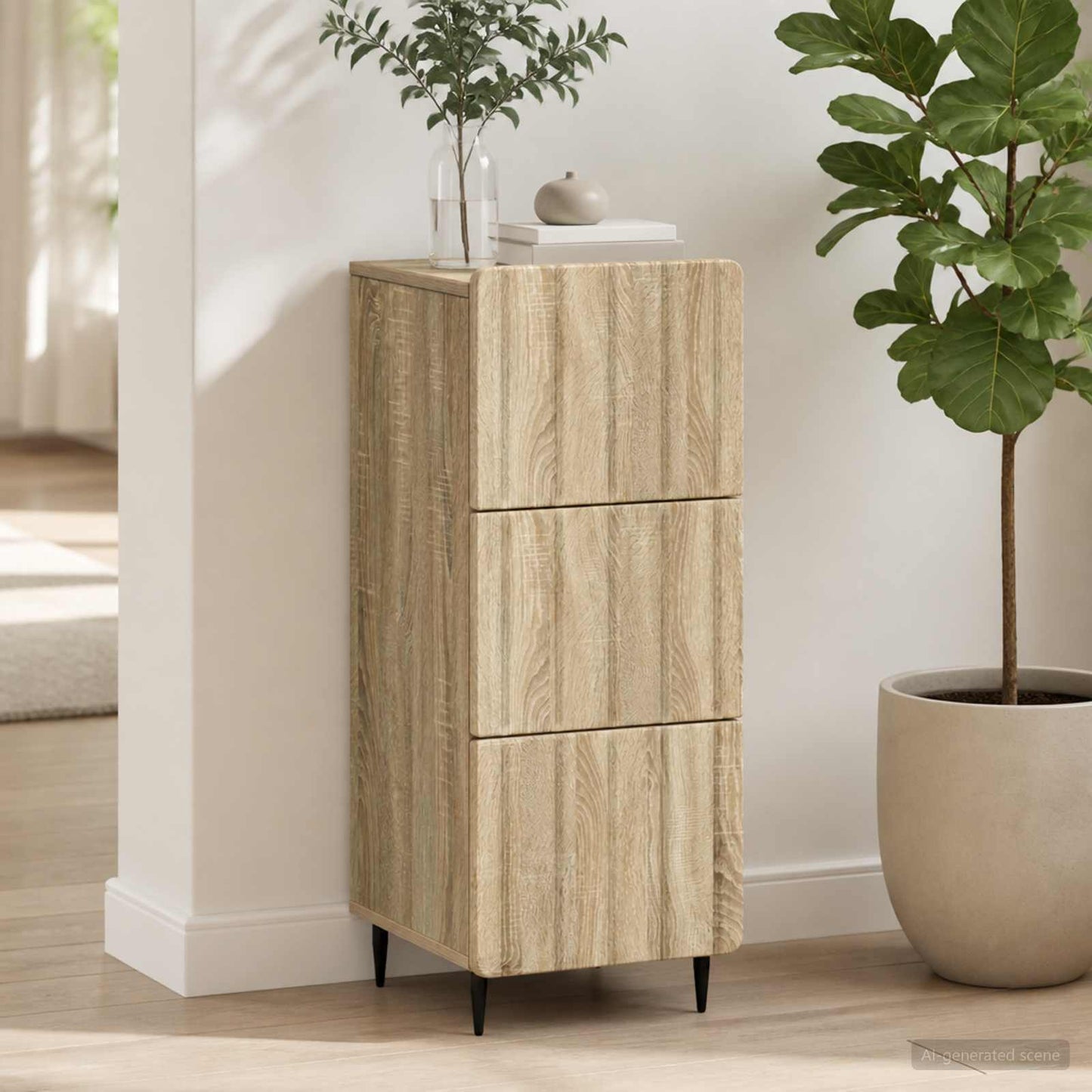 Drawer Cabinet Sonoma Oak 33 x 34.5 x 92 cm Engineered Wood