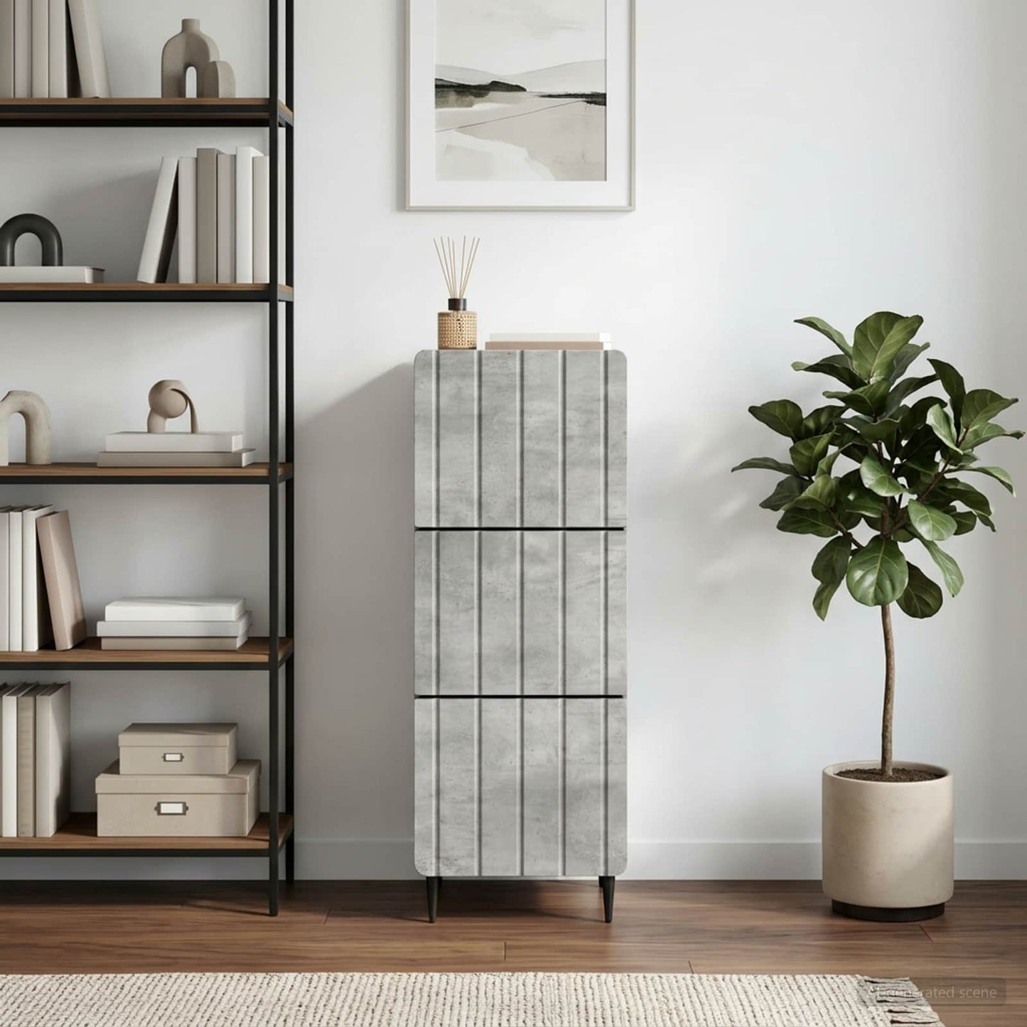 Drawer Cabinet Concrete Grey 33 x 34.5 x 92 cm Engineered Wood