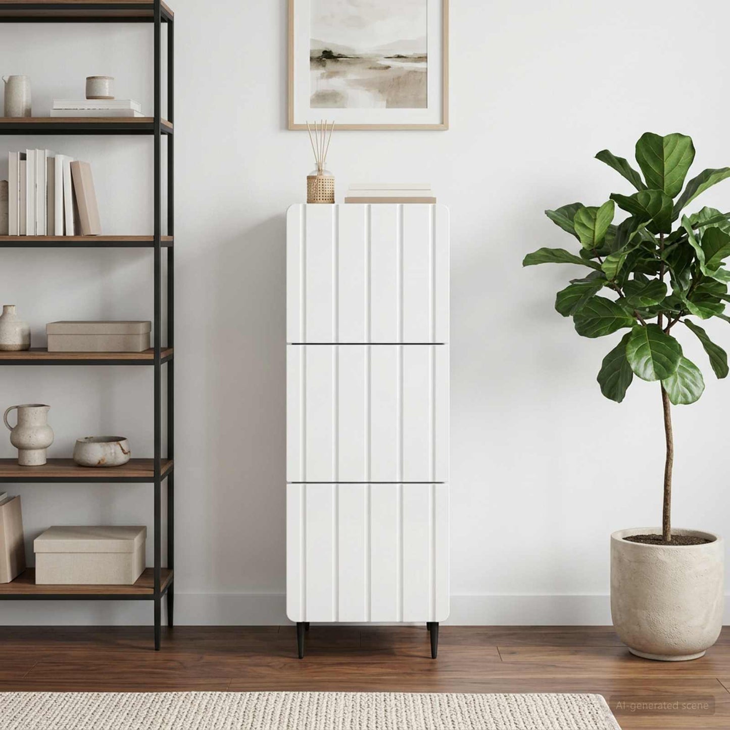 Drawer Cabinet High Gloss White 33 x 34.5 x 92 cm