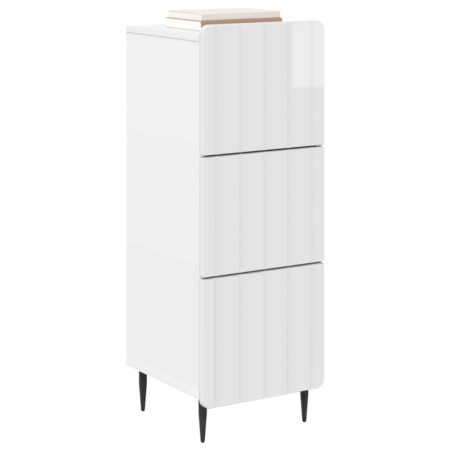 Drawer Cabinet High Gloss White 33 x 34.5 x 92 cm