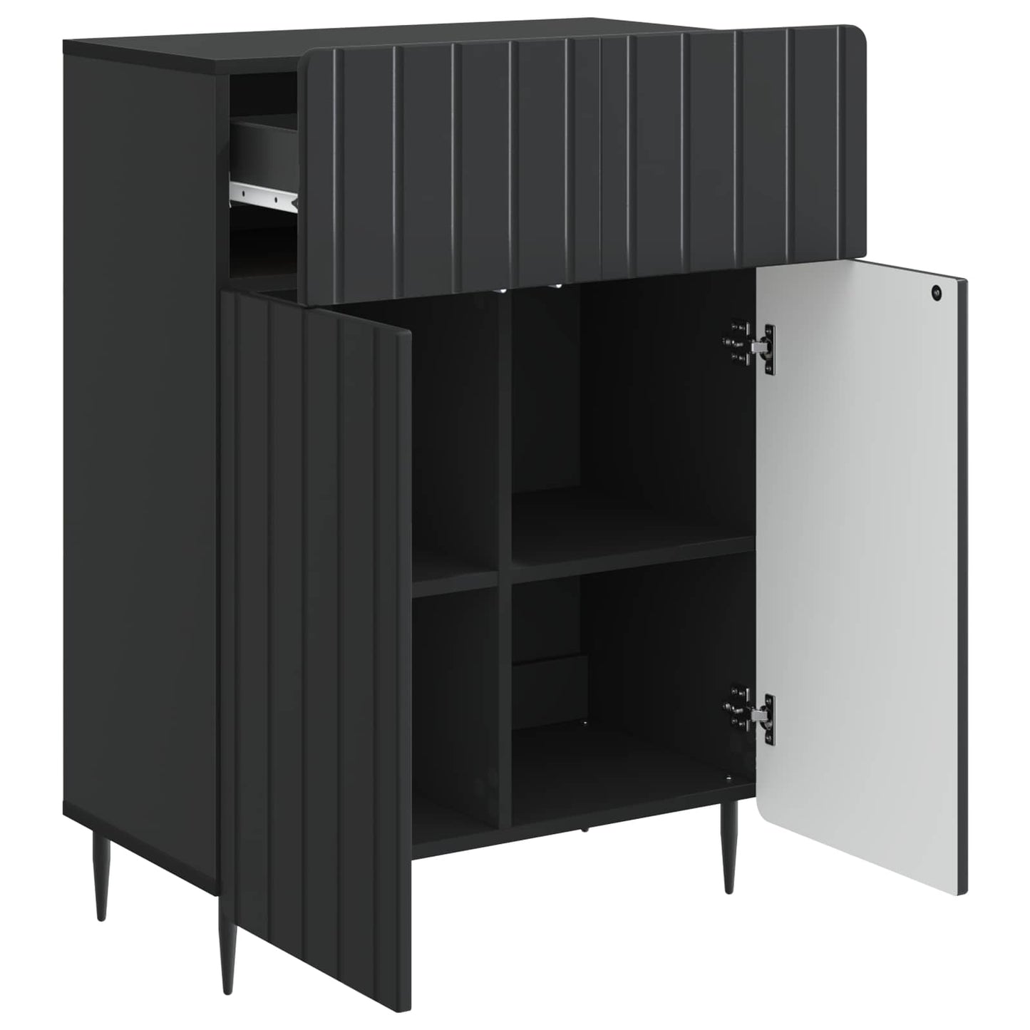 Sideboard Black 66 x 34.5 x 92 cm Engineered Wood