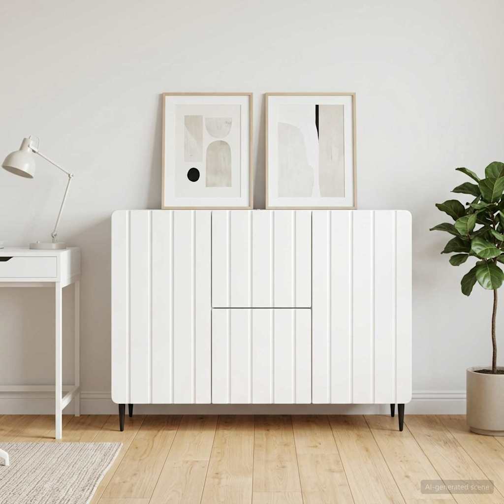 Sideboard High Gloss White 89 x 34.5 x 62 cm Engineered Wood