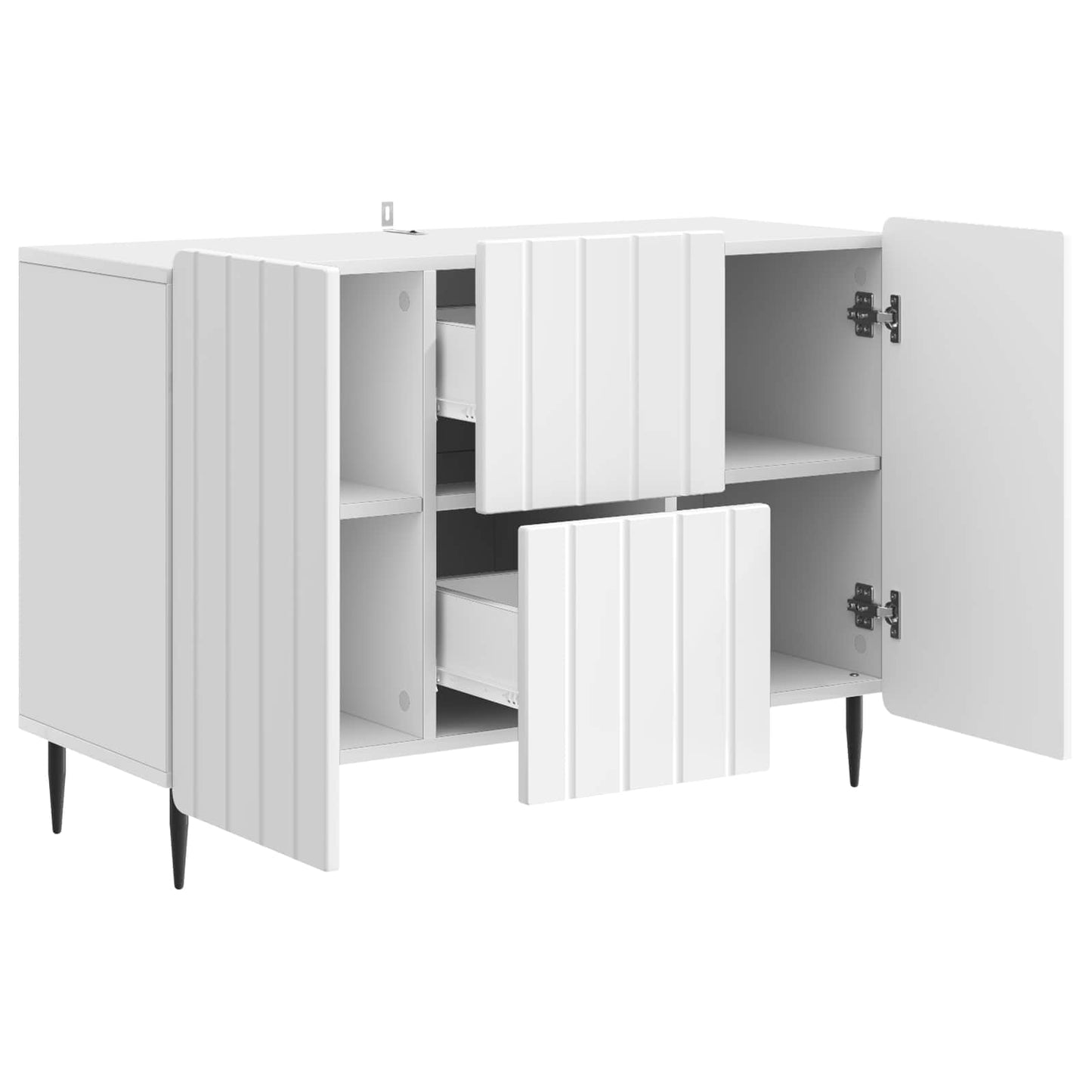 Sideboard High Gloss White 89 x 34.5 x 62 cm Engineered Wood