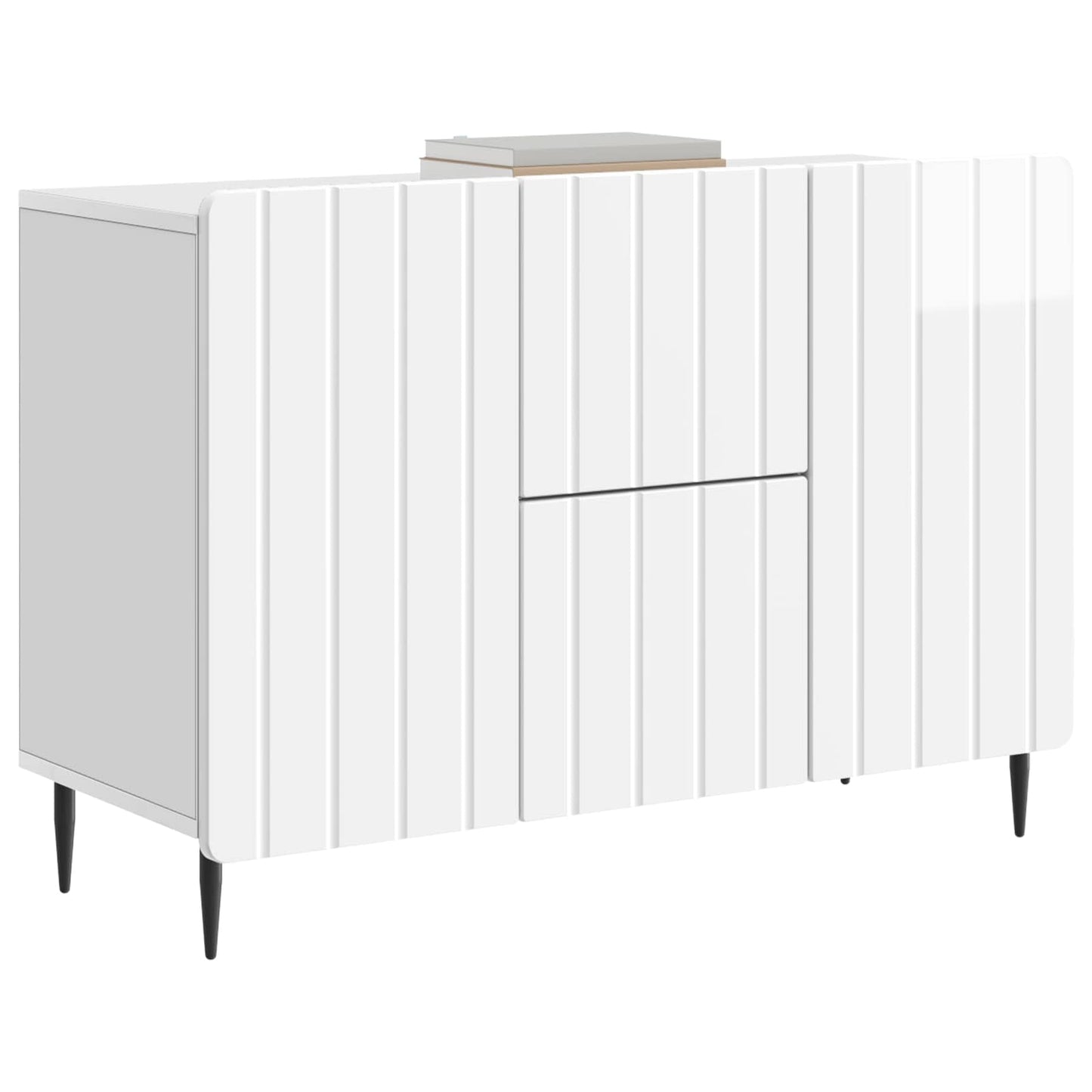 Sideboard High Gloss White 89 x 34.5 x 62 cm Engineered Wood