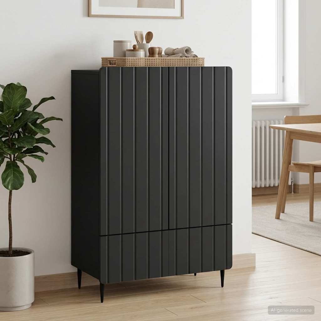 Sideboard with Drawer Black 66 x 34.5 x 97 cm Engineered Wood