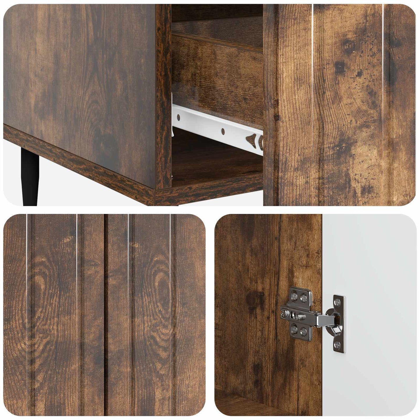 Sideboard Smoked Oak 66 x 34.5 x 97 cm Engineered Wood