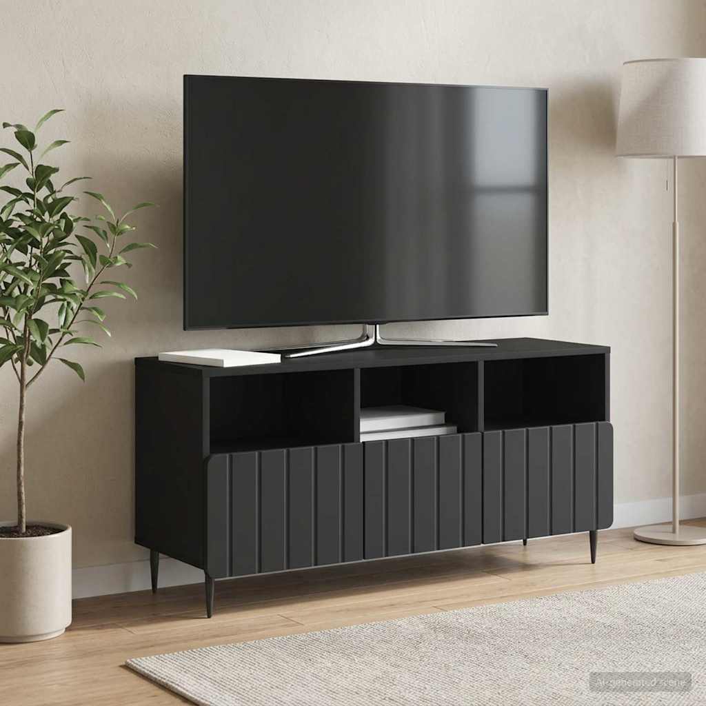 TV Cabinet with Drawer Black 102 x 34.5 x 50 cm Engineered Wood