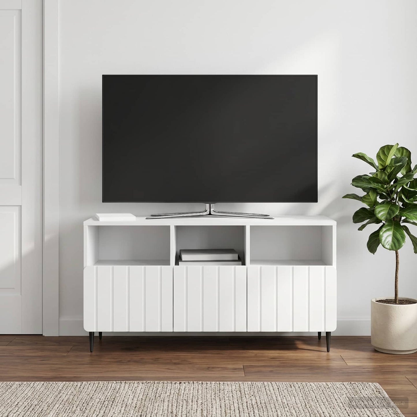 TV Cabinet High Gloss White 102 x 34.5 x 50 cm Engineered Wood