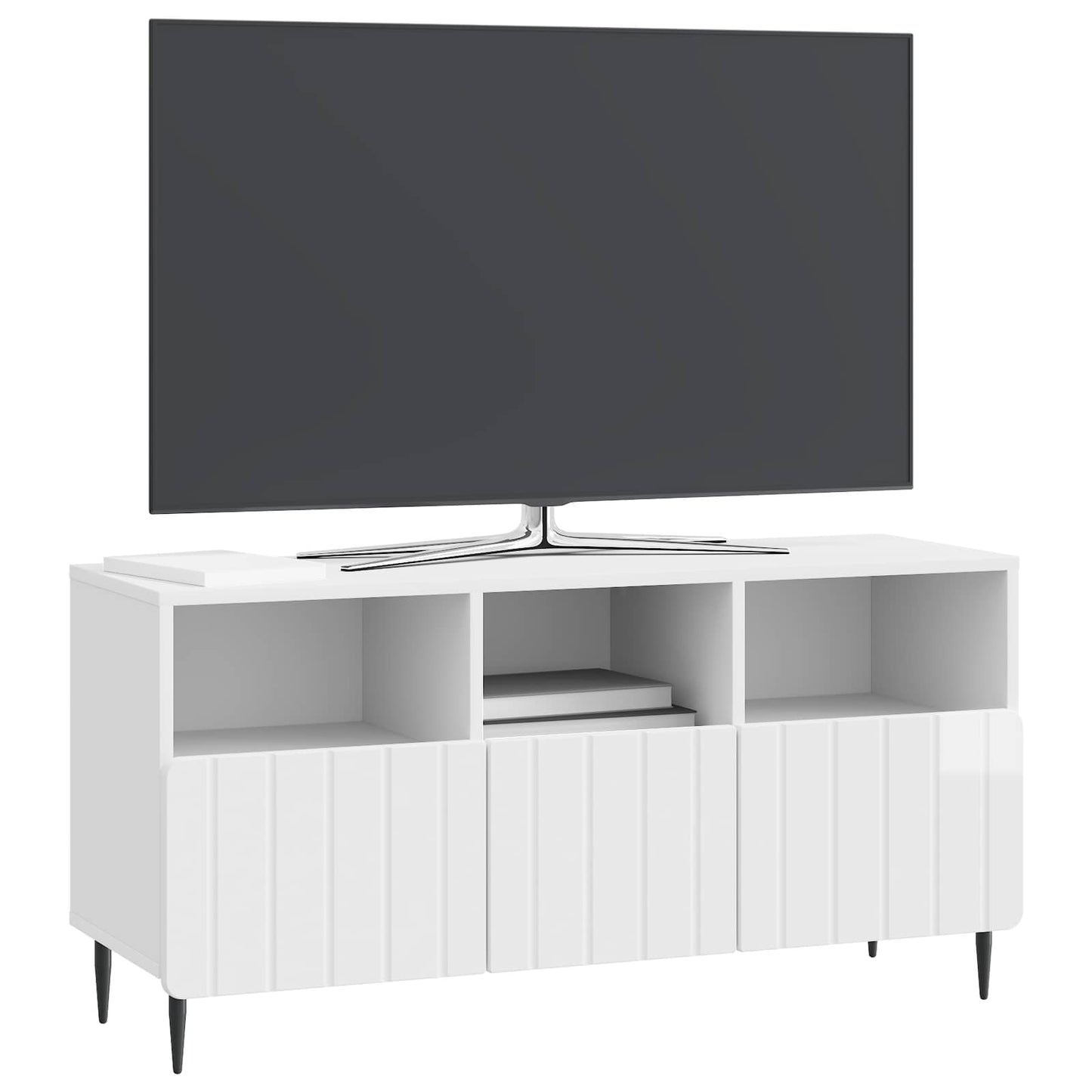 TV Cabinet High Gloss White 102 x 34.5 x 50 cm Engineered Wood