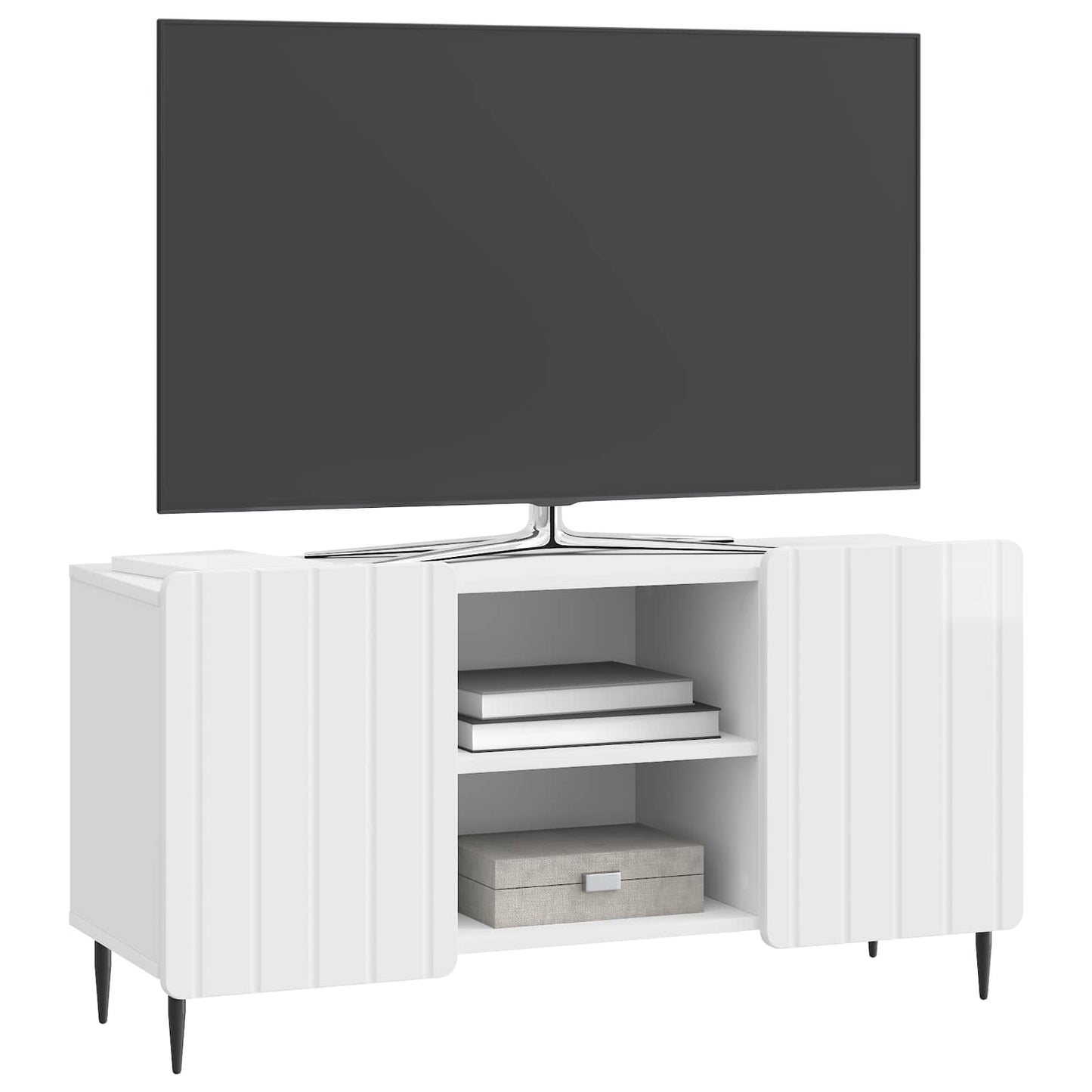 TV Cabinet High Gloss White 102 x 34.5 x 52 cm Engineered Wood
