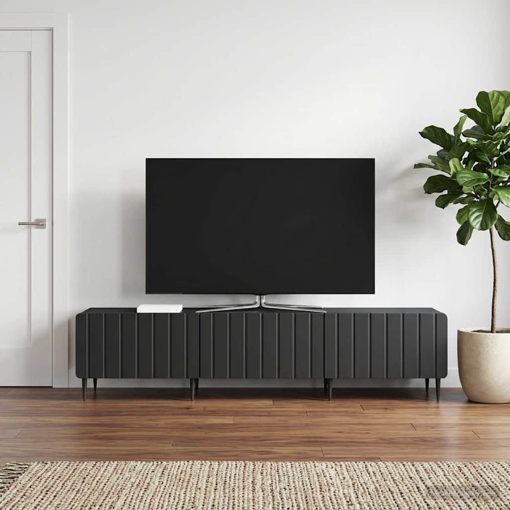 TV Cabinet with Drawer Black 147 x 34.5 x 32 cm Engineered Wood