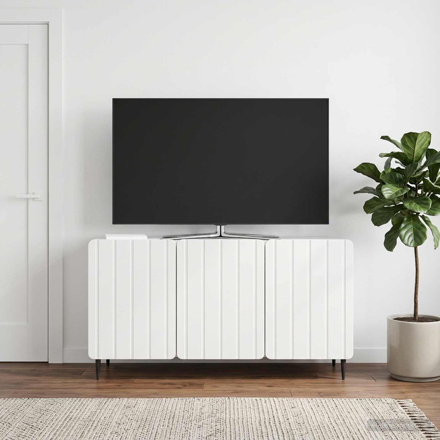 TV Cabinet 99 x 34.5 x 52 cm High Gloss White Engineered Wood