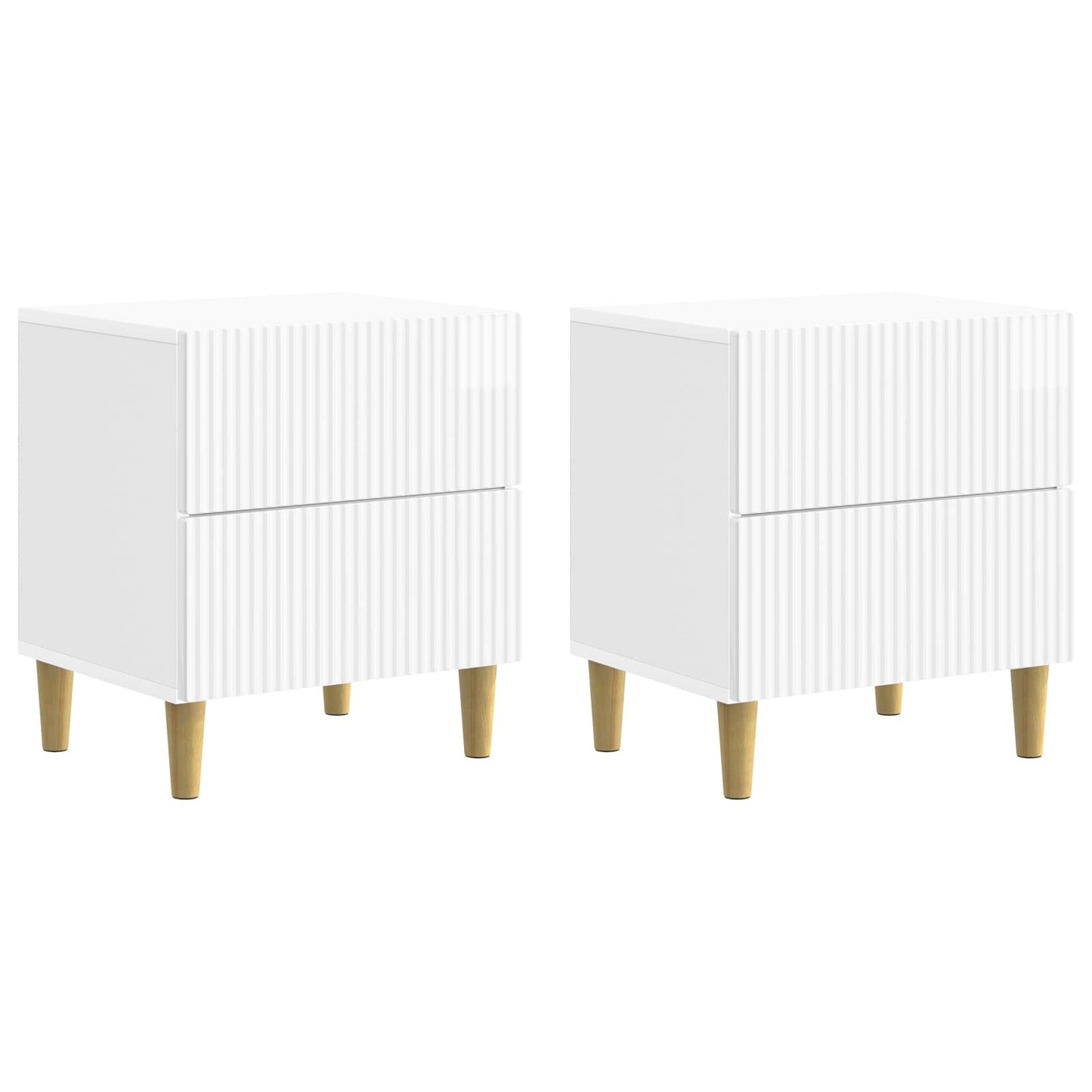 Bedside Cabinet 2 pcs High Gloss White 43 x 34.5 x 48 cm