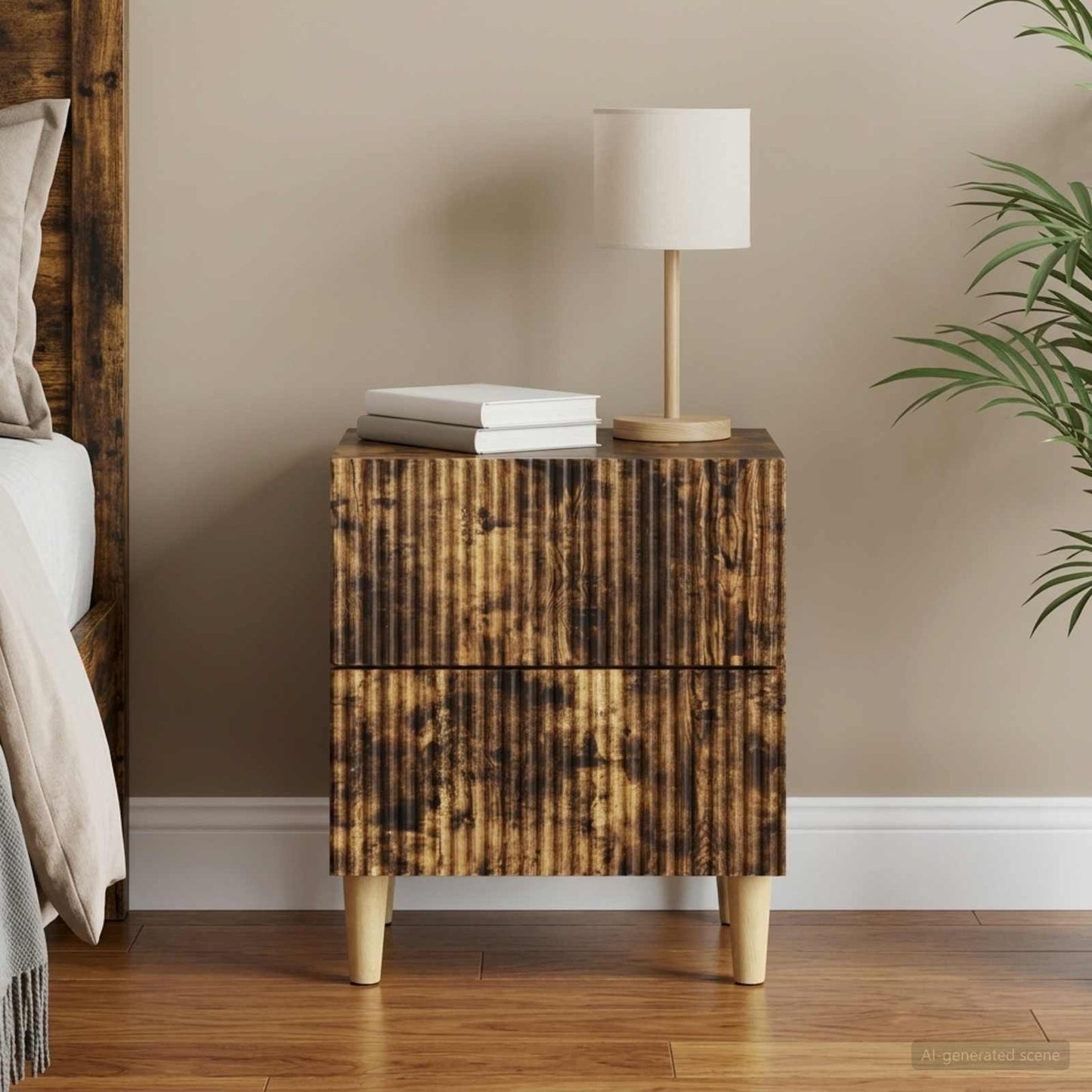 Bedside Cabinet Smoked Oak 43 x 34.5 x 48 cm Engineered Wood