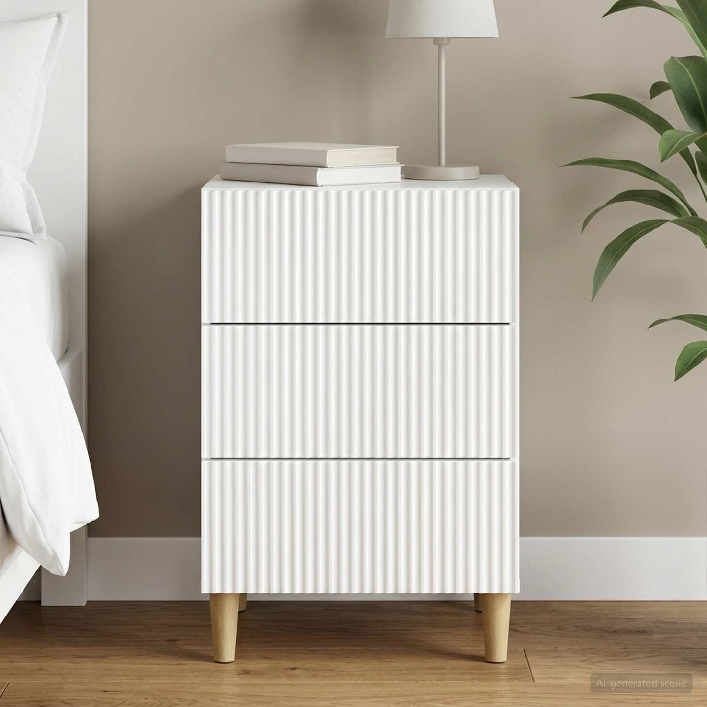 Bedside Cabinet with Drawer High Gloss White 43 x 41 x 66.5 cm
