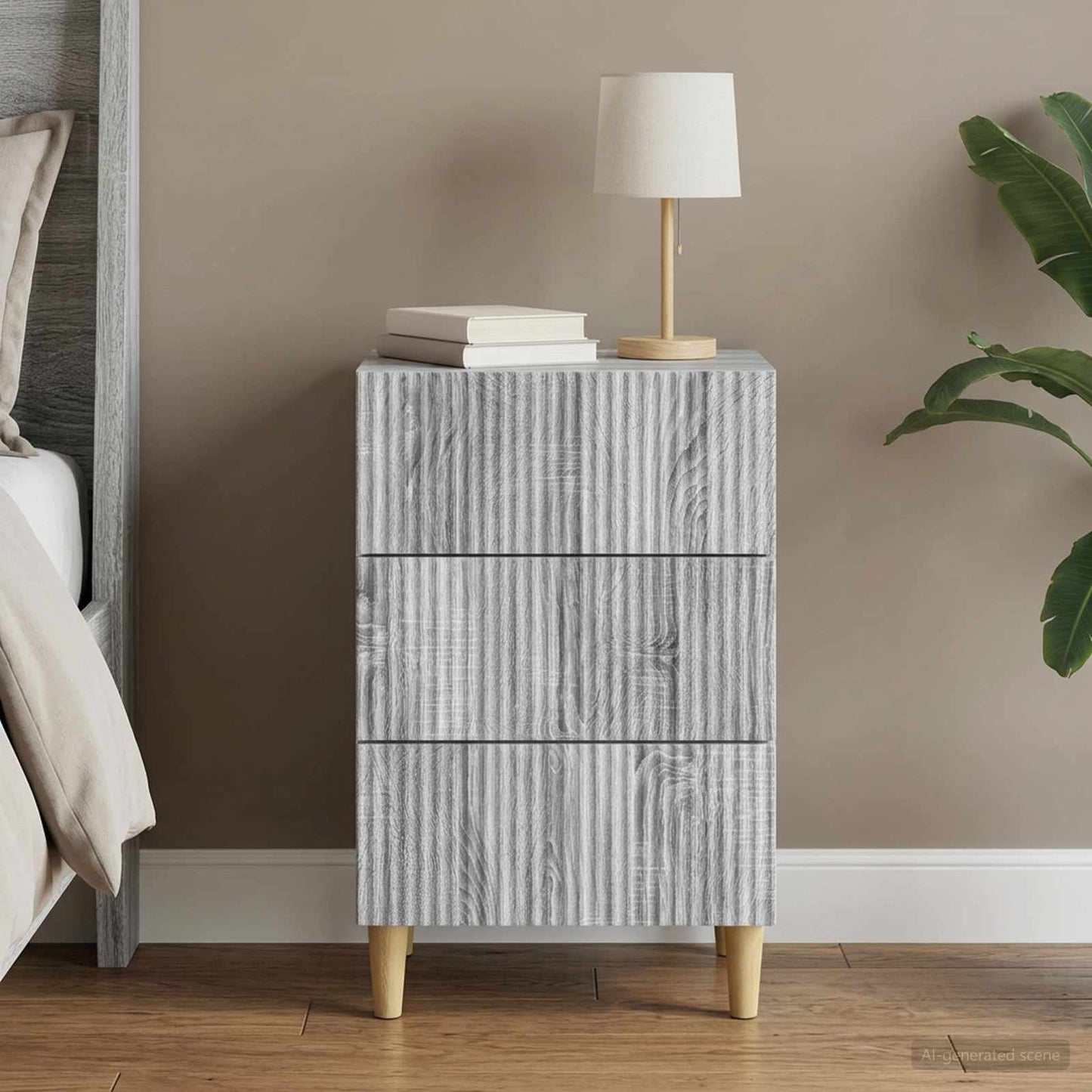 Bedside Cabinet Grey Sonoma 43 x 41 x 66.5 cm Engineered Wood