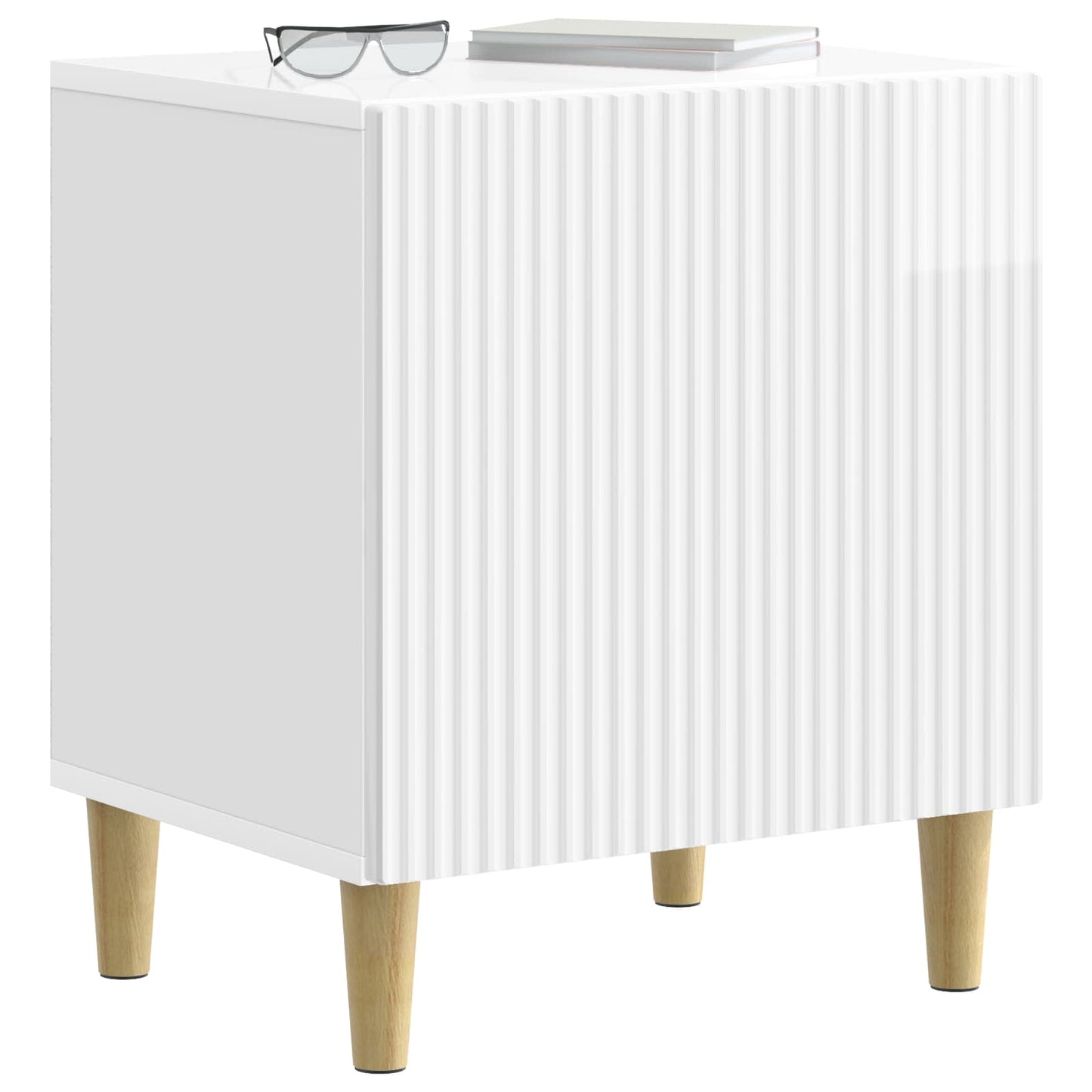 Bedside Cabinet High Gloss White 43 x 34.5 x 50 cm