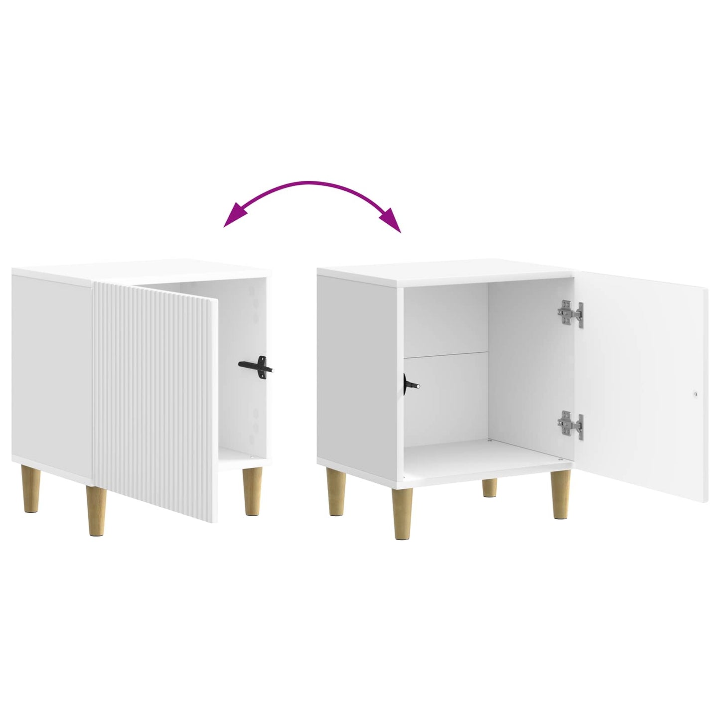 Bedside Cabinet 2 pcs High Gloss White 43 x 34.5 x 50 cm