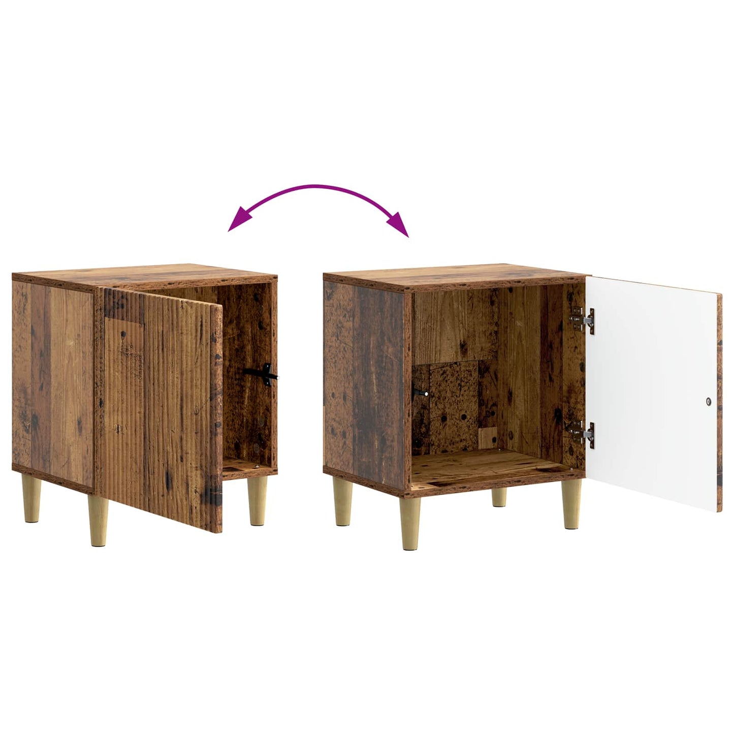 Bedside Cabinet 2 pcs Old Wood 43 x 34.5 x 50 cm