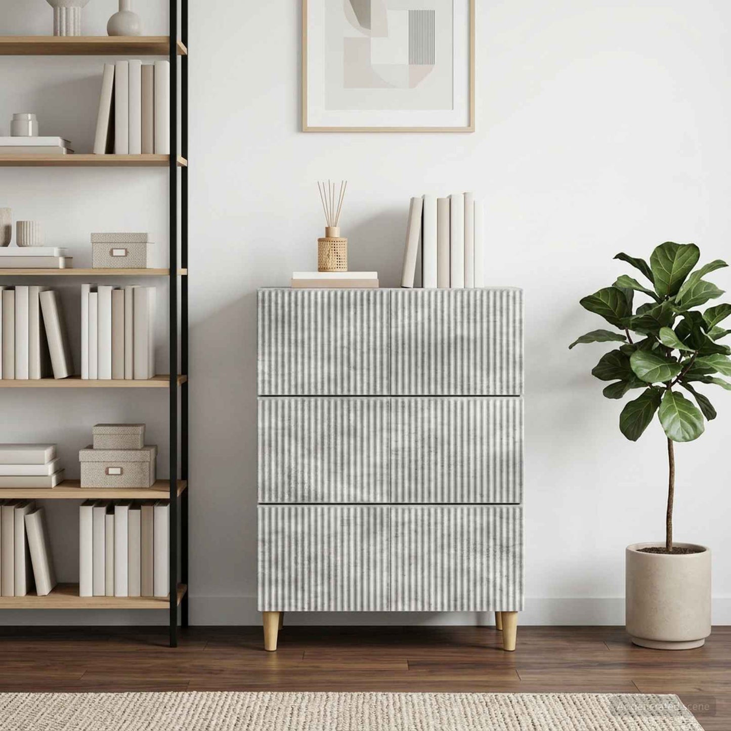 Drawer Cabinet Concrete Grey 66 x 34.5 x 90 cm Engineered Wood