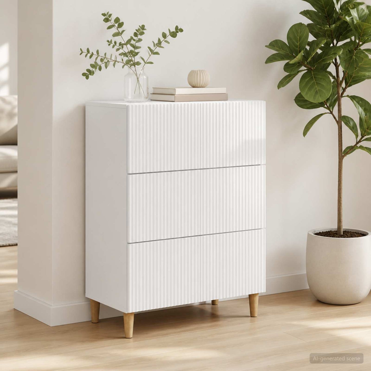 Drawer Cabinet High Gloss White 66 x 34.5 x 90 cm
