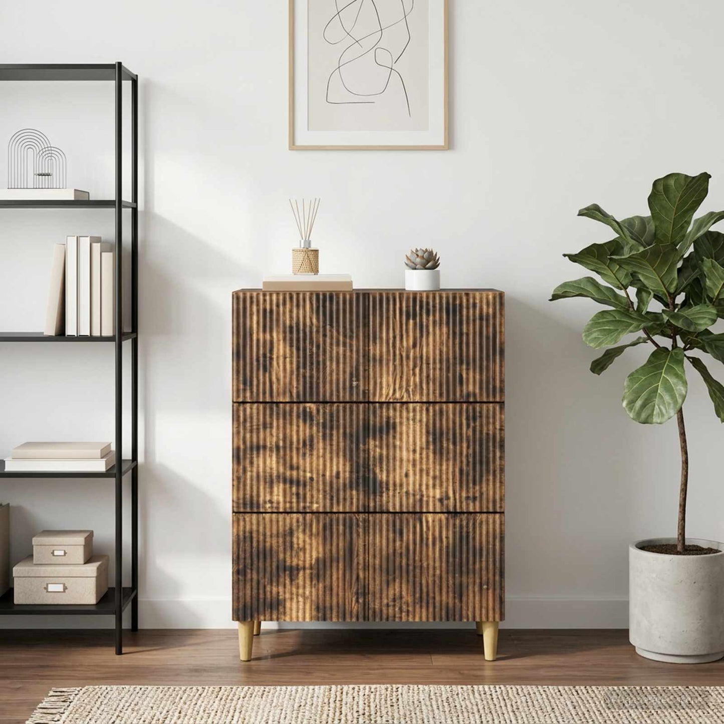 Drawer Cabinet Smoked Oak 66 x 34.5 x 90 cm Engineered Wood