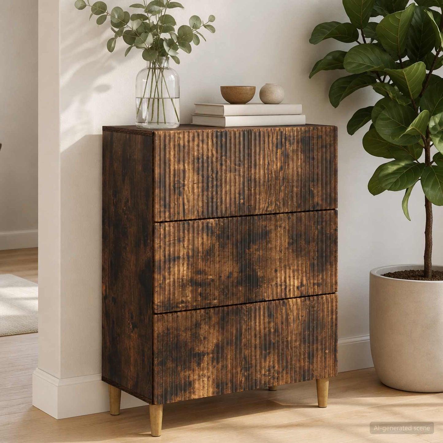 Drawer Cabinet Smoked Oak 66 x 34.5 x 90 cm Engineered Wood
