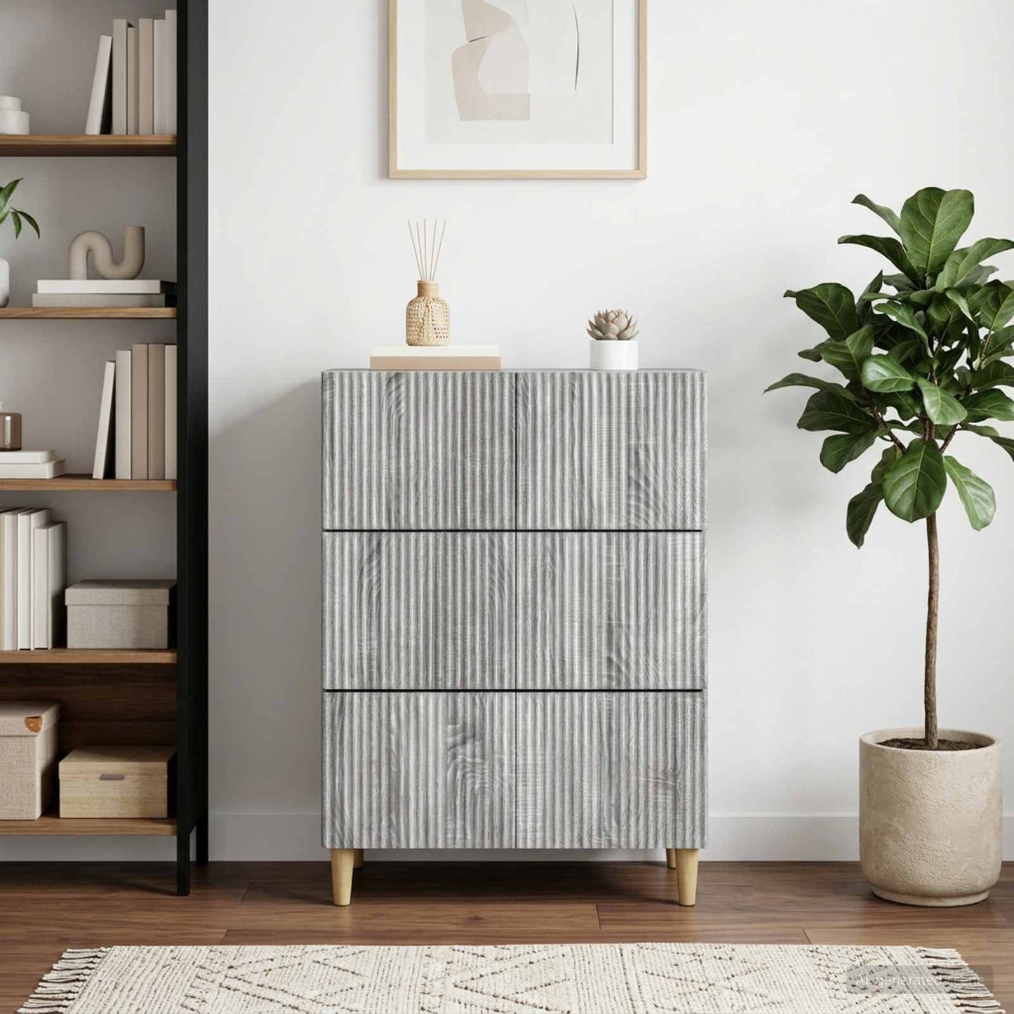Drawer Cabinet Grey Sonoma 66 x 34.5 x 90 cm Engineered Wood