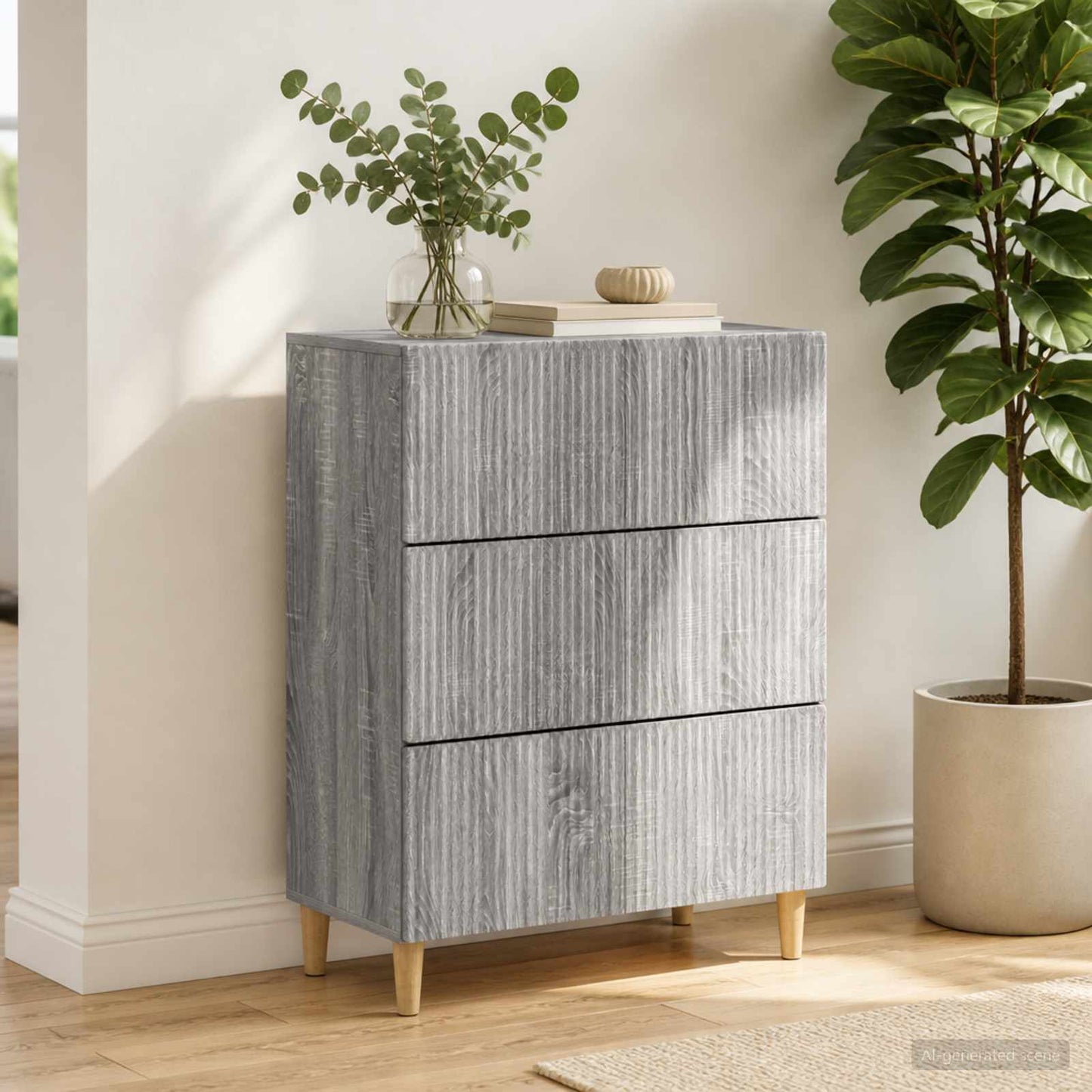 Drawer Cabinet 66 x 34.5 x 90 cm Engineered Wood Grey Sonoma
