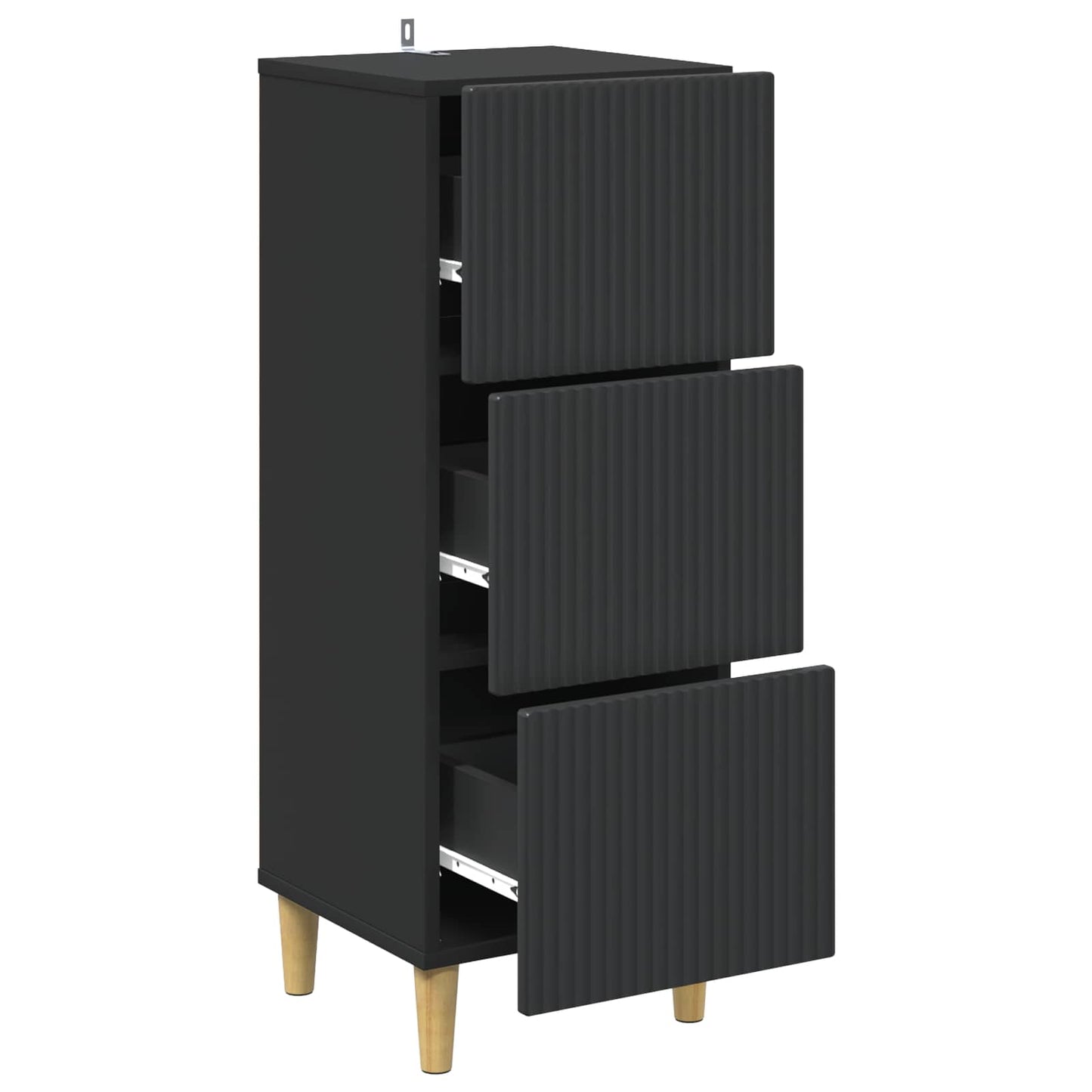 Drawer Cabinet Black 33 x 34.5 x 90 cm Engineered Wood