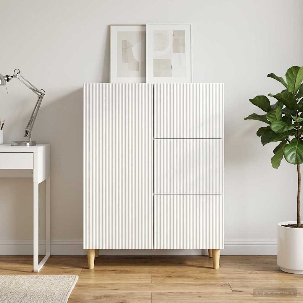 Sideboard High Gloss White 66 x 34.5 x 90 cm Engineered Wood