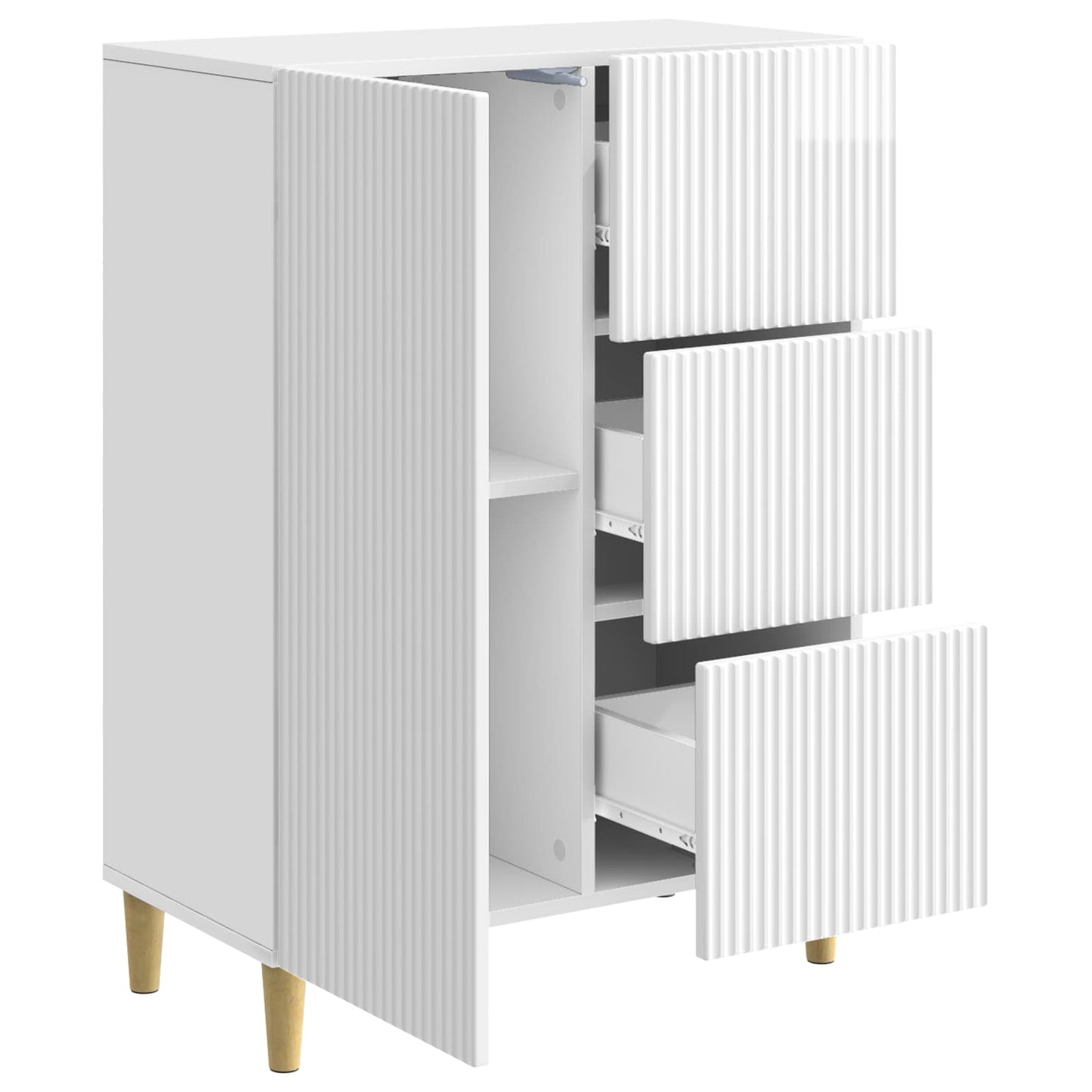 Sideboard High Gloss White 66 x 34.5 x 90 cm Engineered Wood