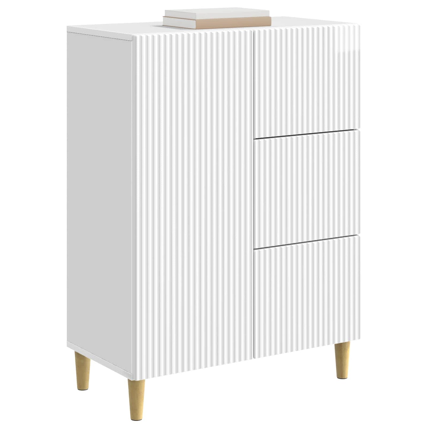 Sideboard High Gloss White 66 x 34.5 x 90 cm Engineered Wood
