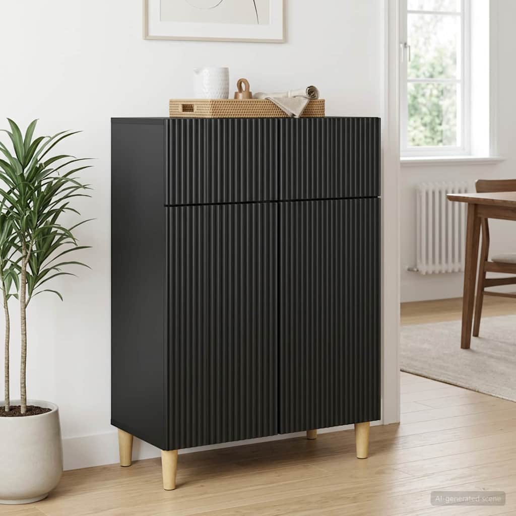 Sideboard with Drawer Black 66 x 34.5 x 90 cm Engineered Wood