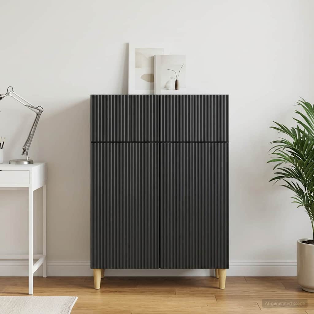 Sideboard with Drawer Black 66 x 34.5 x 90 cm Engineered Wood