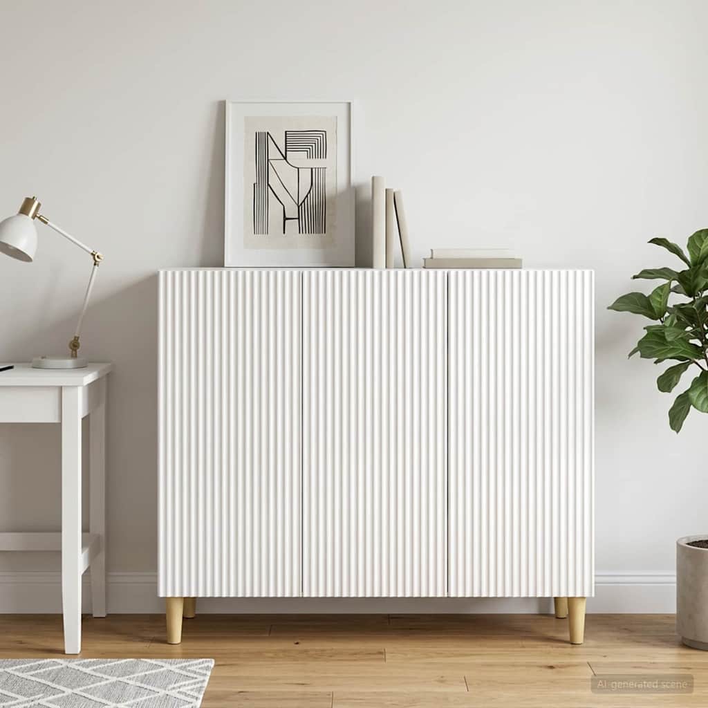 Sideboard High Gloss White 89 x 34.5 x 80 cm Engineered Wood