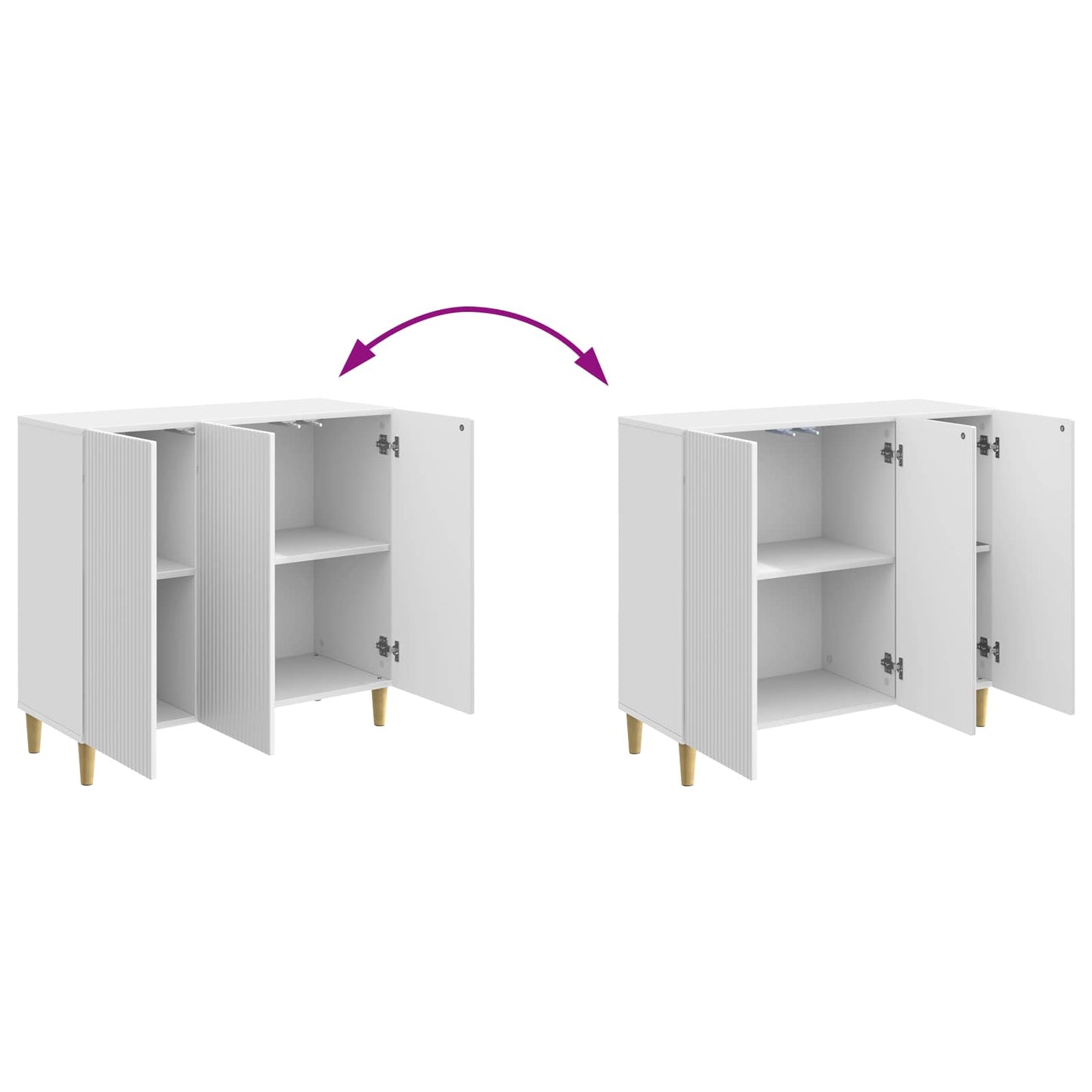 Sideboard High Gloss White 89 x 34.5 x 80 cm Engineered Wood