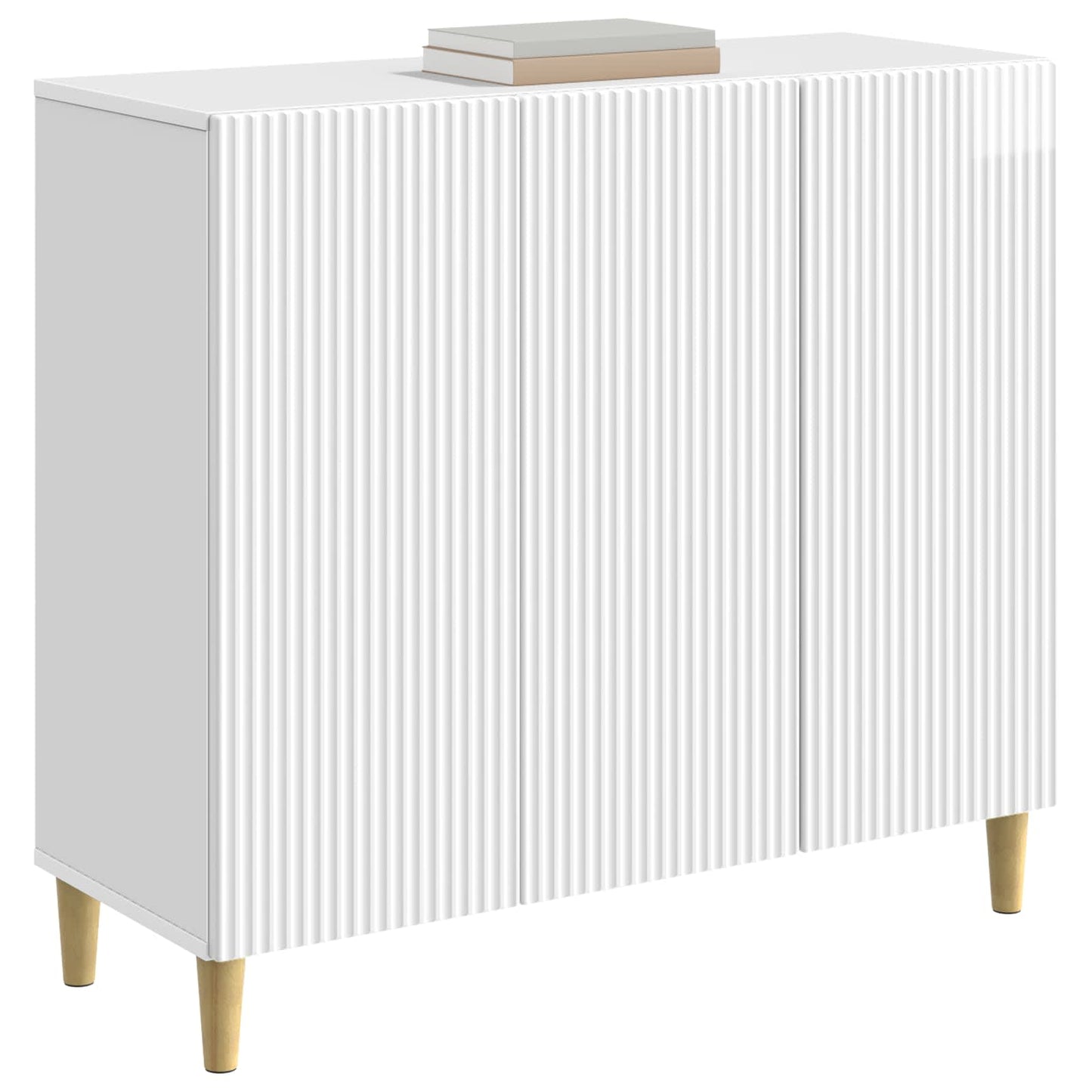 Sideboard High Gloss White 89 x 34.5 x 80 cm Engineered Wood