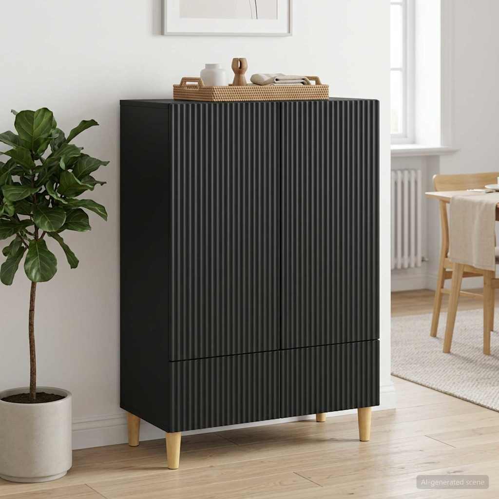 Sideboard with Drawer Black 66 x 34.5 x 95 cm Engineered Wood