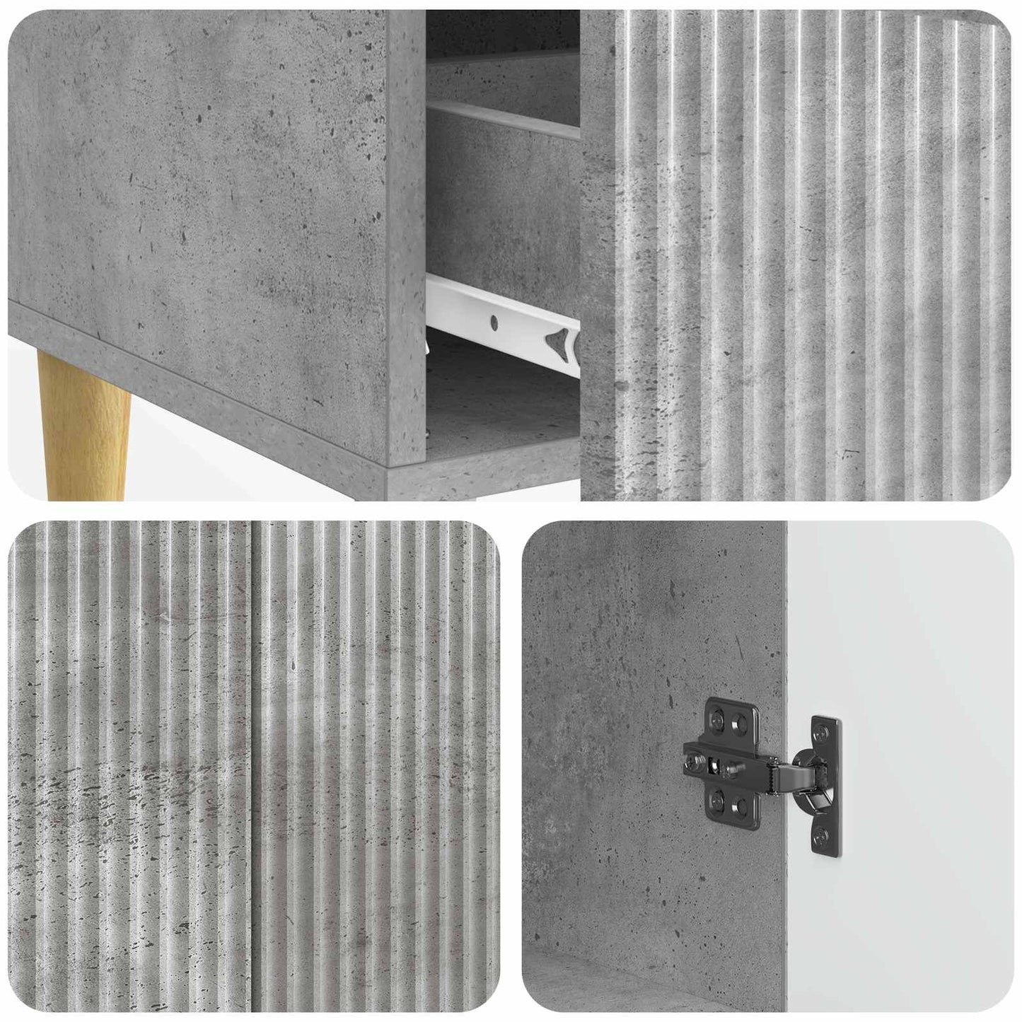 Sideboard Concrete Grey 66 x 34.5 x 95 cm Engineered Wood