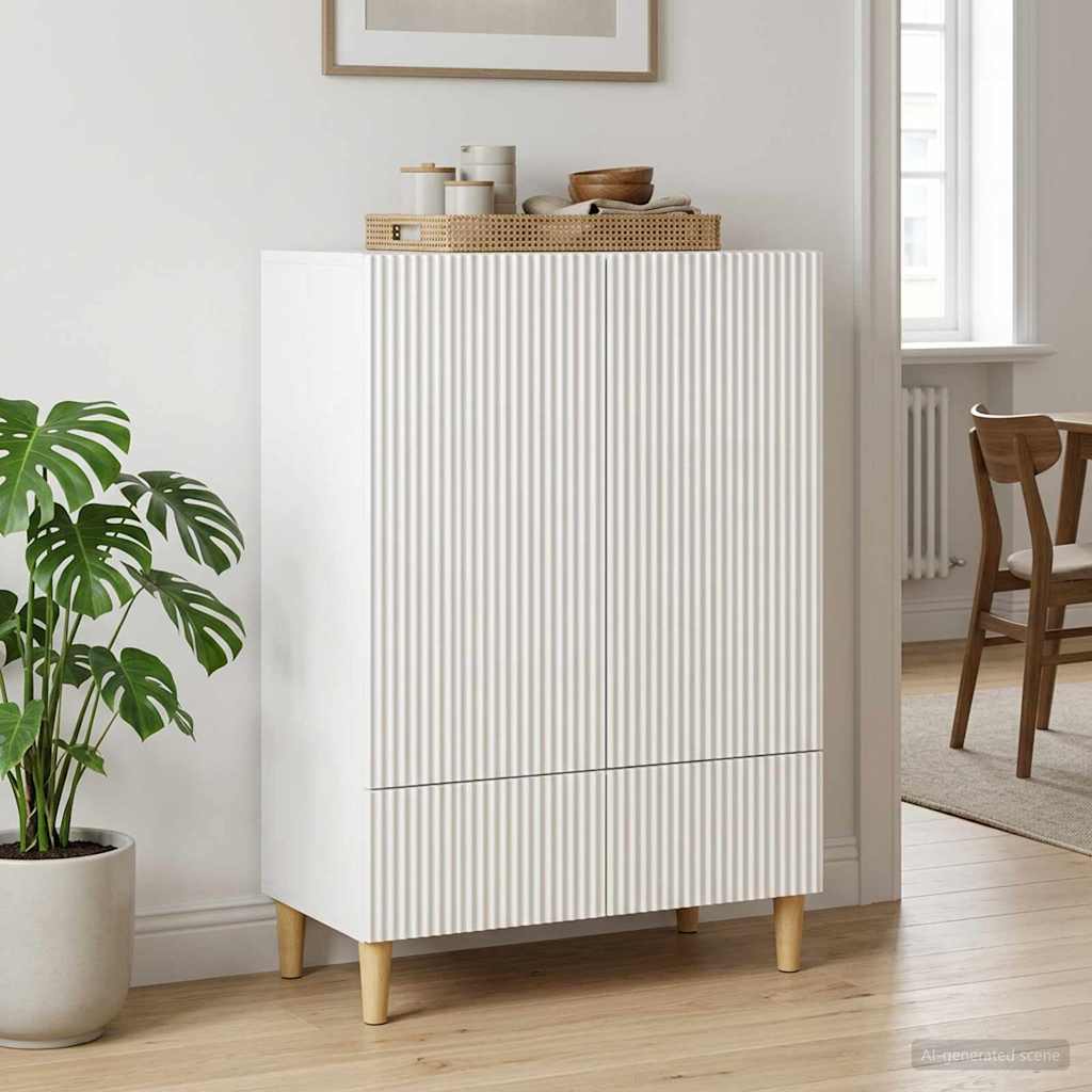 Sideboard High Gloss White 66 x 34.5 x 95 cm Engineered Wood