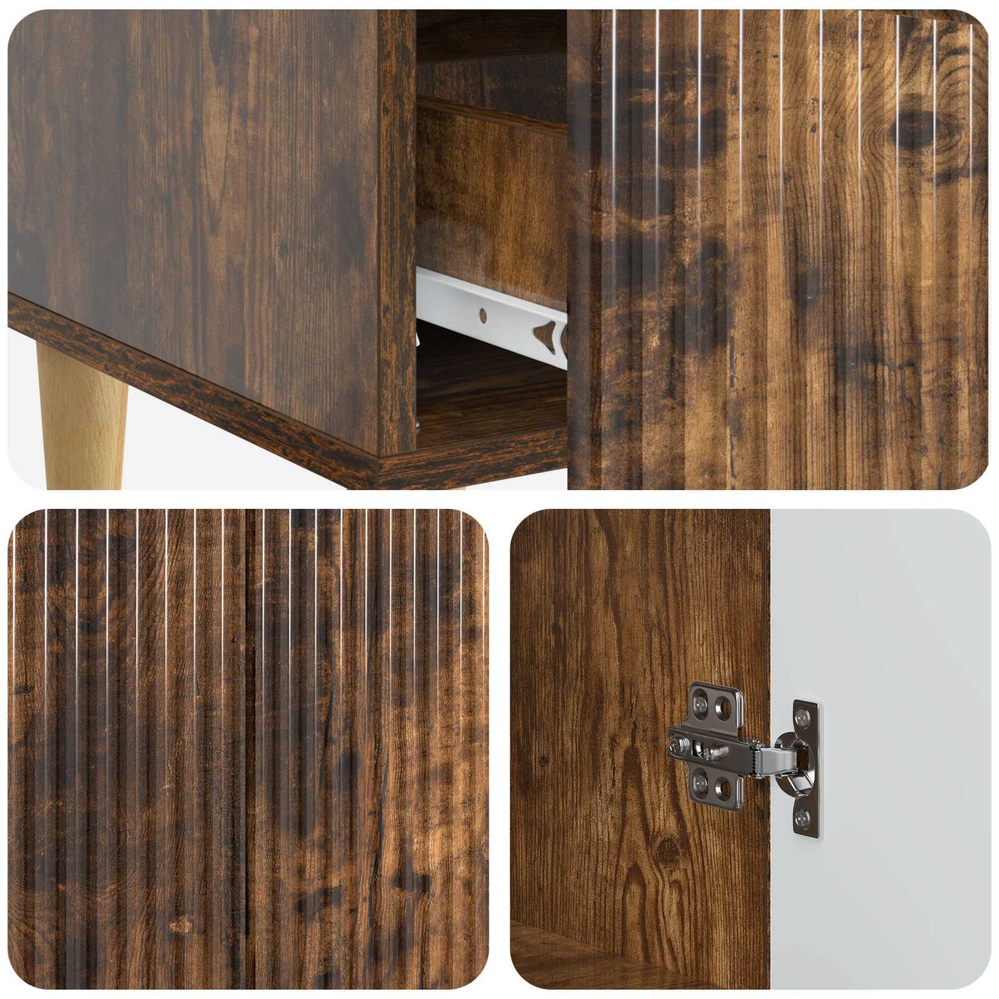 Sideboard Smoked Oak 66 x 34.5 x 95 cm Engineered Wood