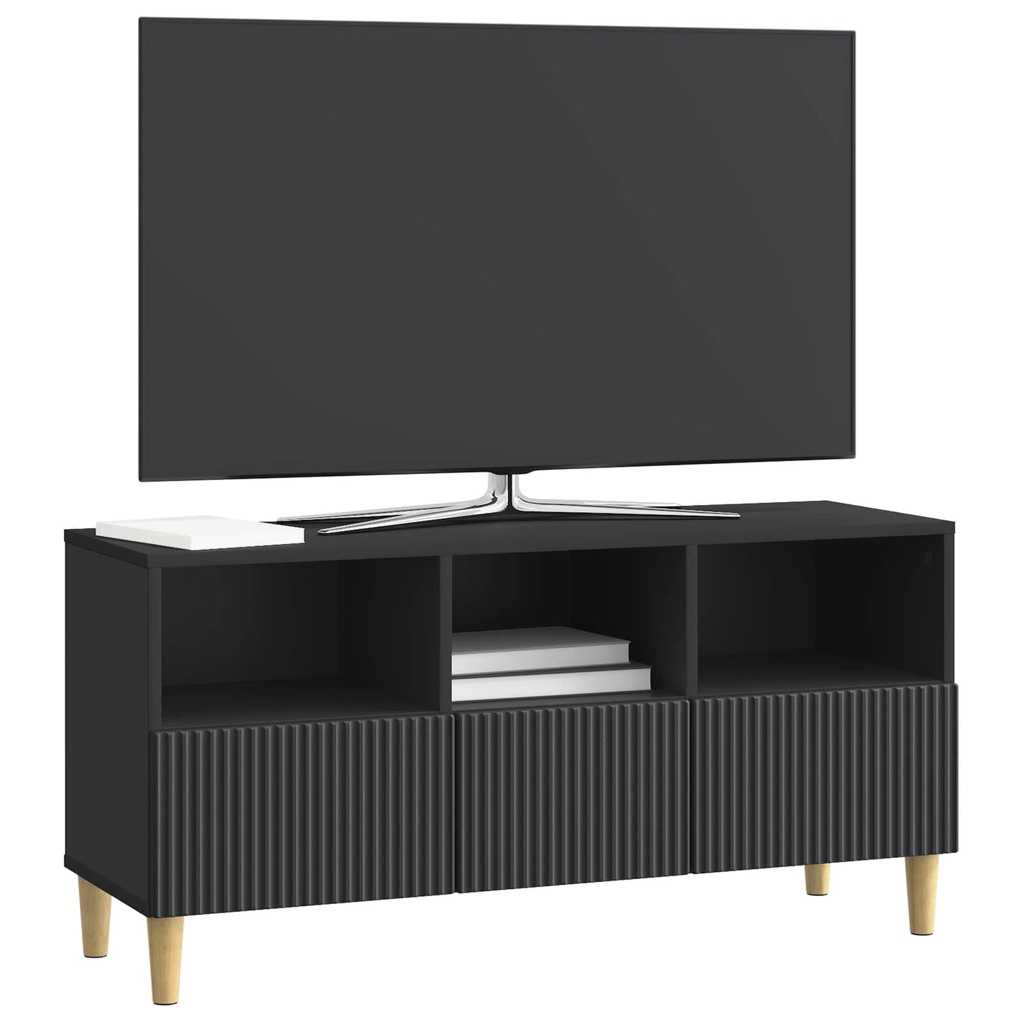 TV Cabinet with Drawer Black 102 x 34.5 x 50 cm Engineered Wood