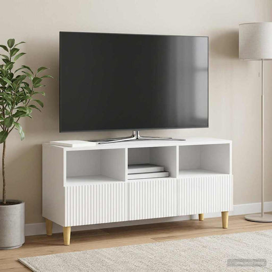TV Cabinet 102 x 34.5 x 50 cm High Gloss White Engineered Wood