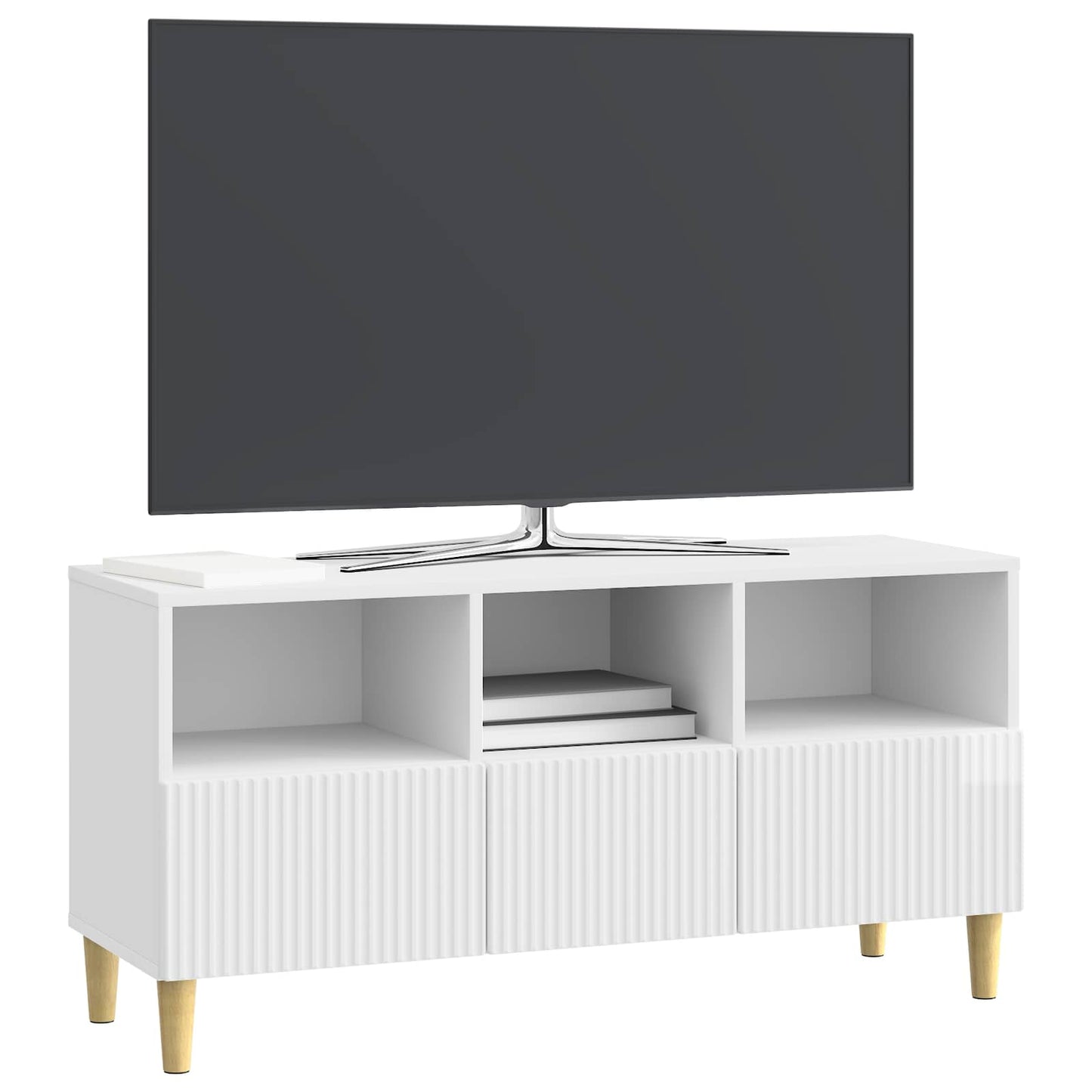 TV Cabinet High Gloss White 102 x 34.5 x 50 cm Engineered Wood