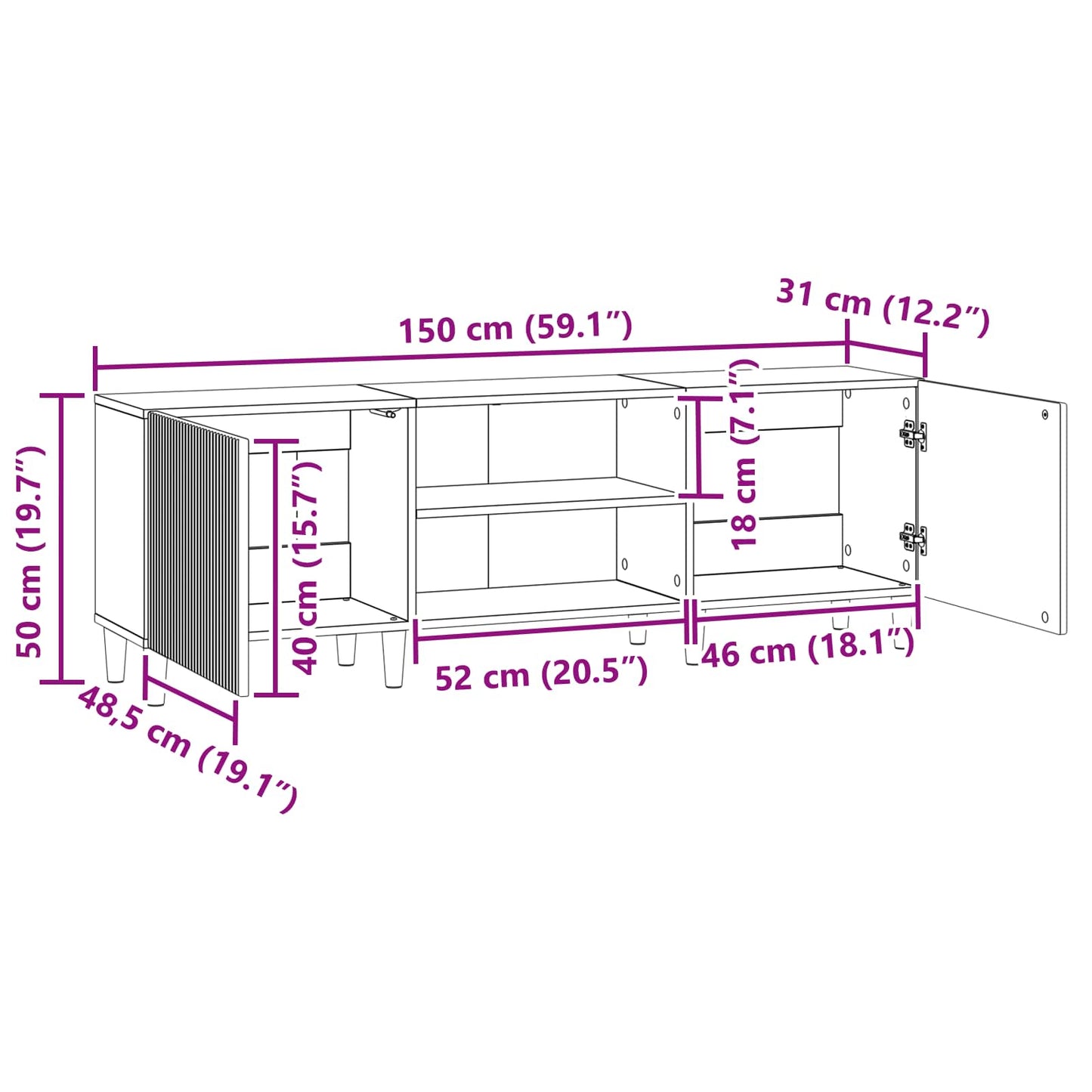 TV Cabinet Old Wood 150 x 31 x 50 cm Engineered Wood