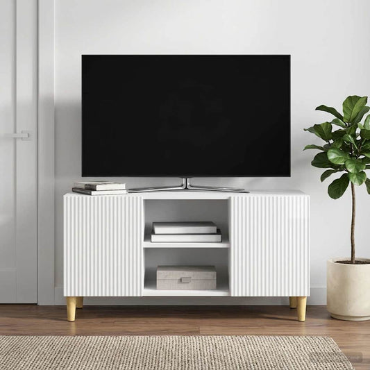 TV Cabinet 102 x 34.5 x 50 cm High Gloss White Engineered Wood