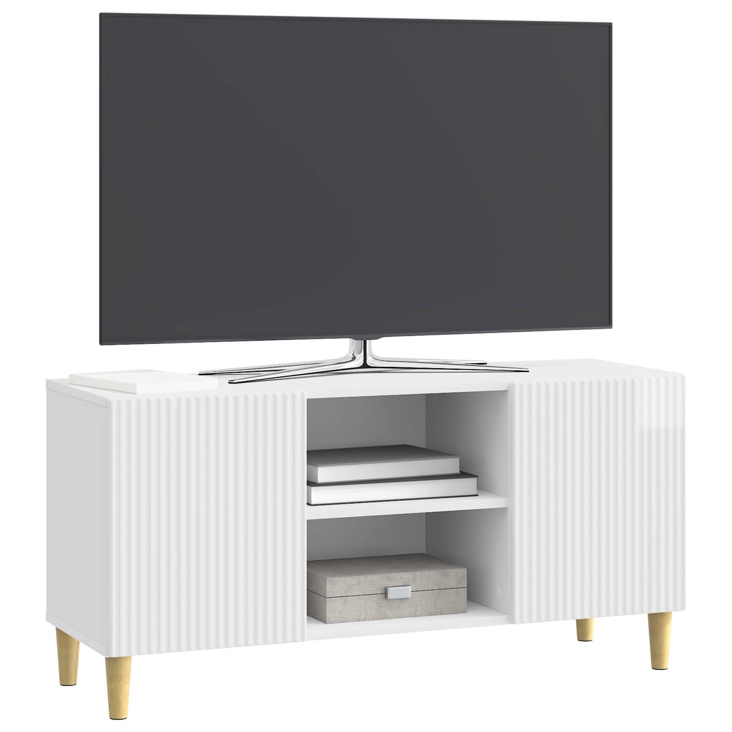 TV Cabinet High Gloss White 102 x 34.5 x 50 cm Engineered Wood