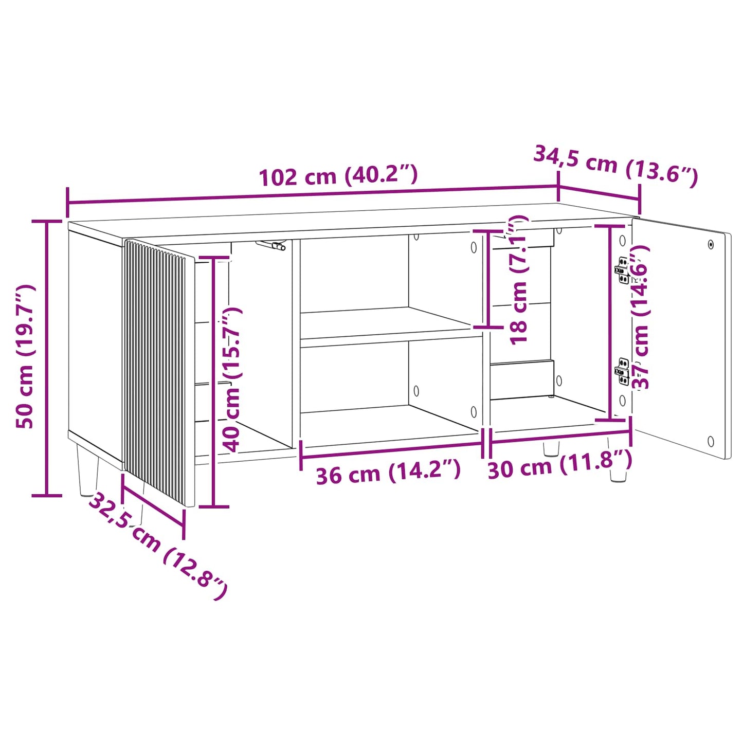 TV Cabinet Grey Sonoma 102 x 34.5 x 50 cm Engineered Wood