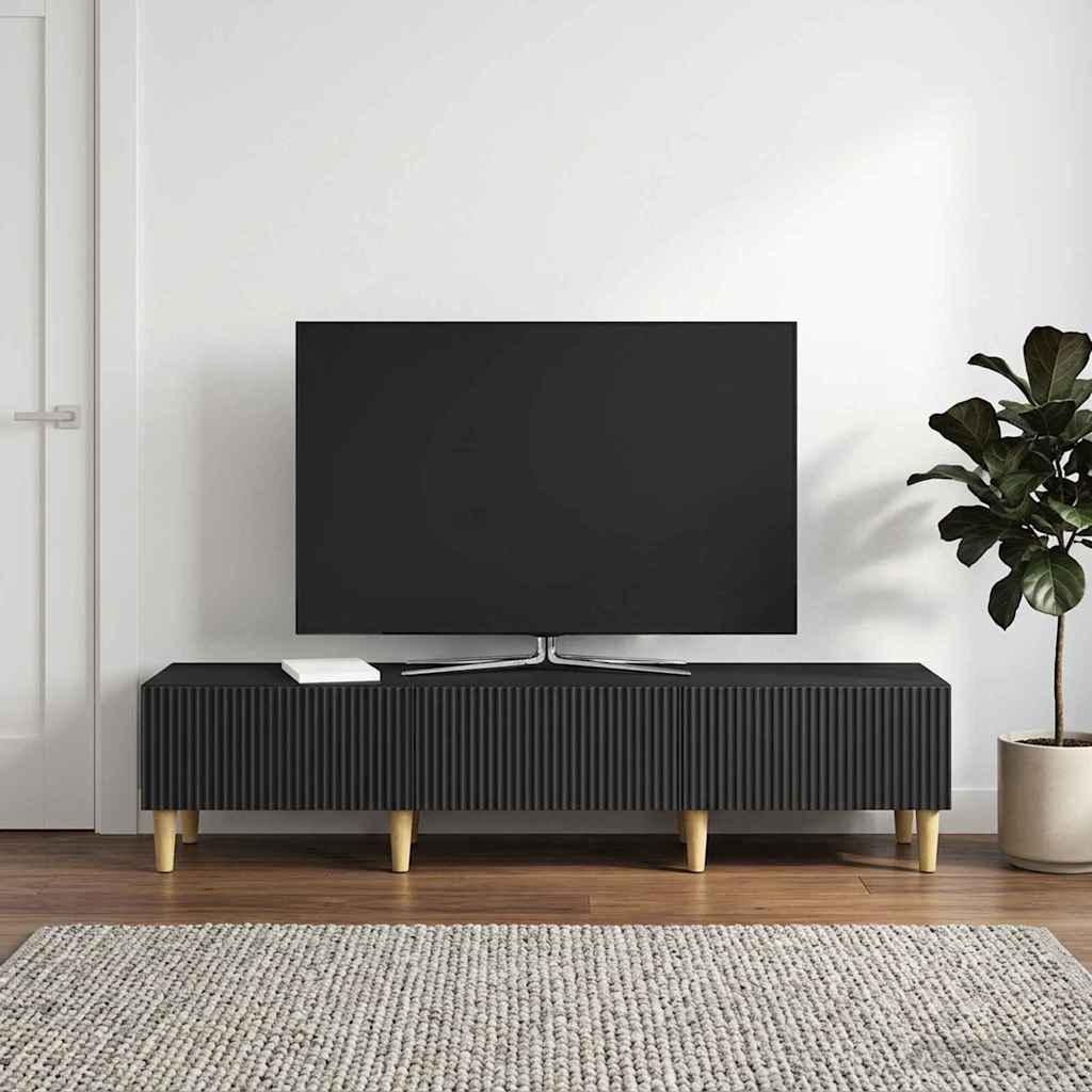 TV Cabinet with Drawer Black 147 x 34.5 x 30 cm Engineered Wood
